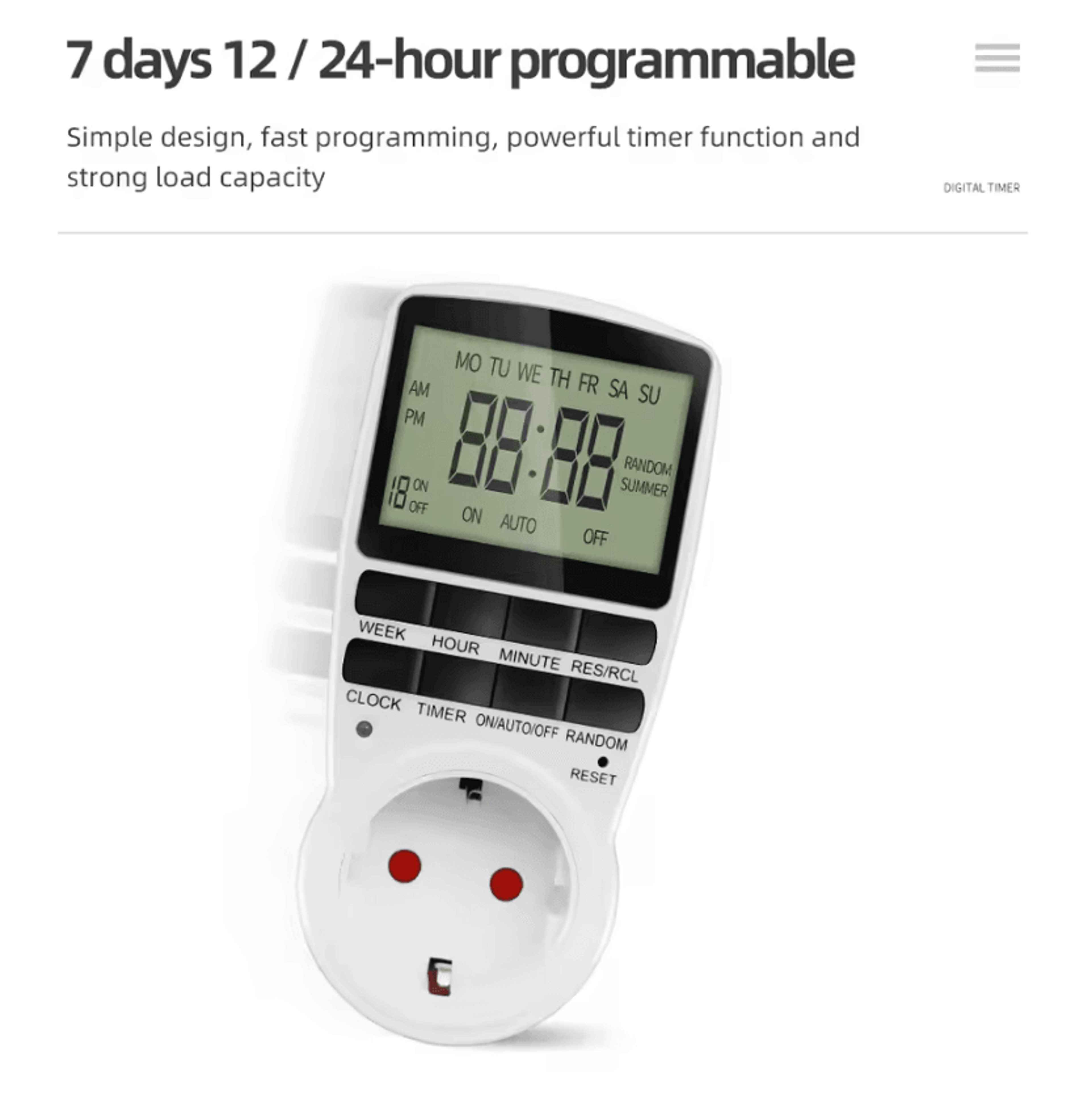 Digital Programmable Timer Switch 1224 Hour Electronic Socket Outlet For Kitchen Appliances With EU 3