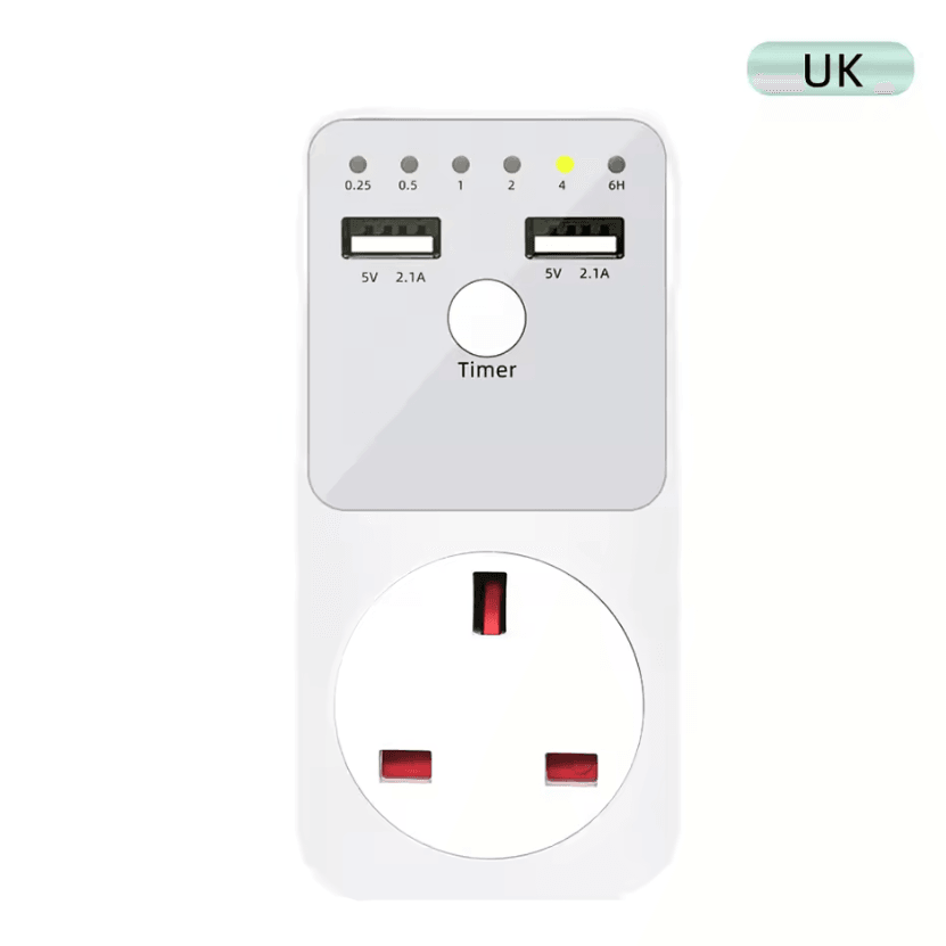 6 Hour Programmable Countdown Timer Socket With USB Interface Automatic Power Off Outlet EU US UK F 5