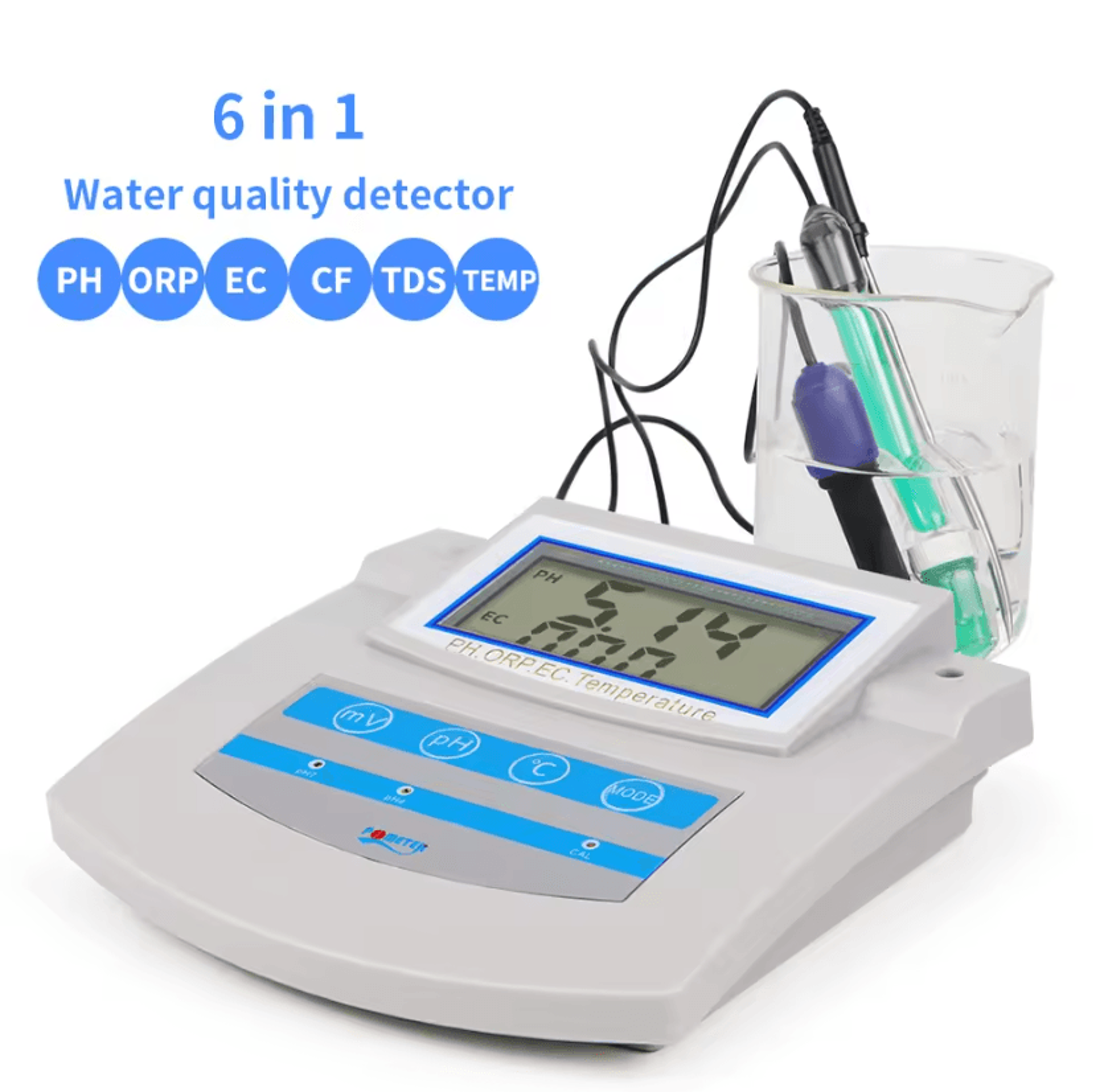 6-in-1 digital water quality tester benchtop ph orp tds ec cf temperature meter for laboratory aquarium and pool