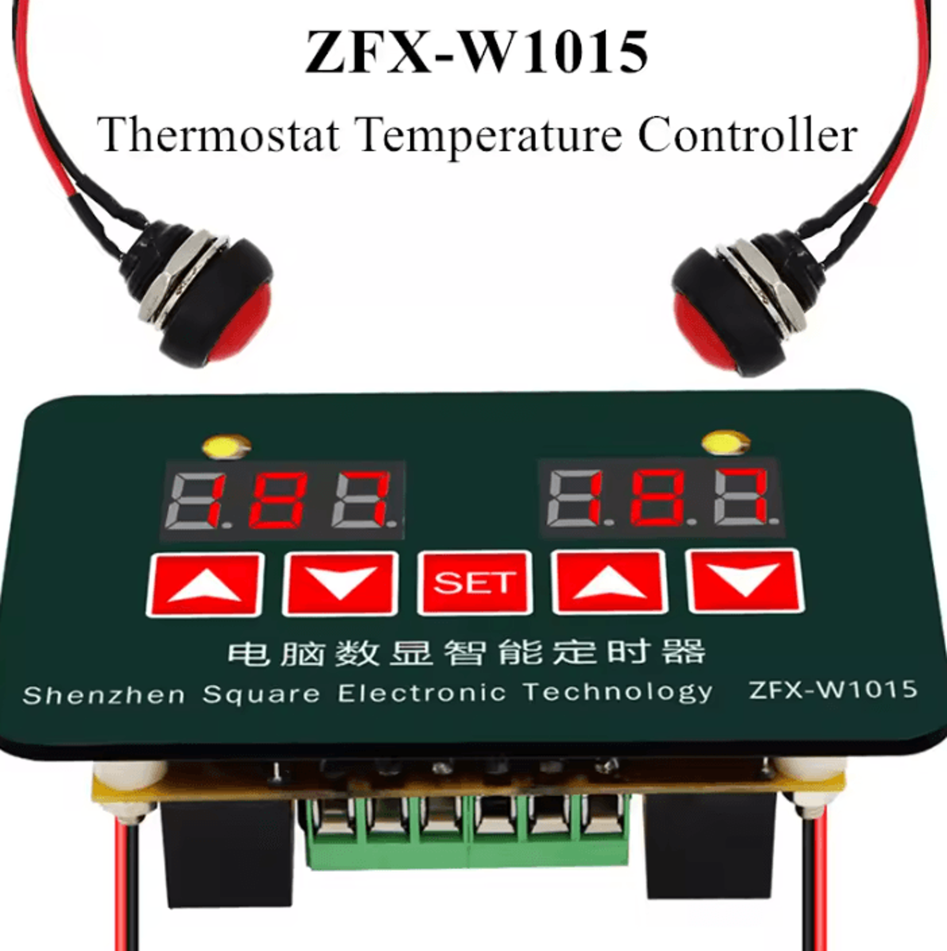 zfx-w1015 digital temperature controller 12v 24v 220v adjustable thermostat with intelligent timer and led display