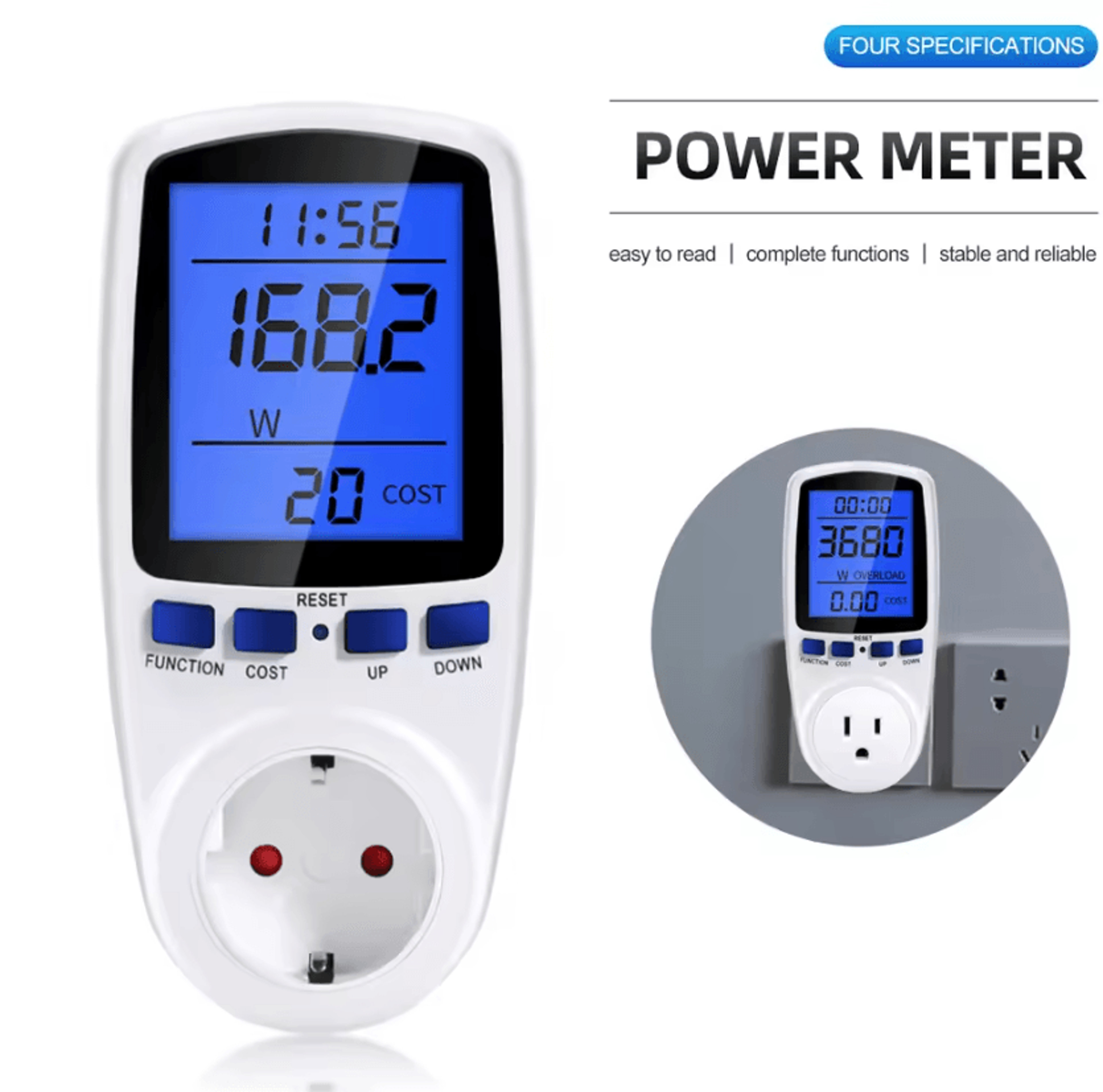 digital ac power meter lcd wattmeter socket kwh electricity consumption monitor with eu us uk au plug options