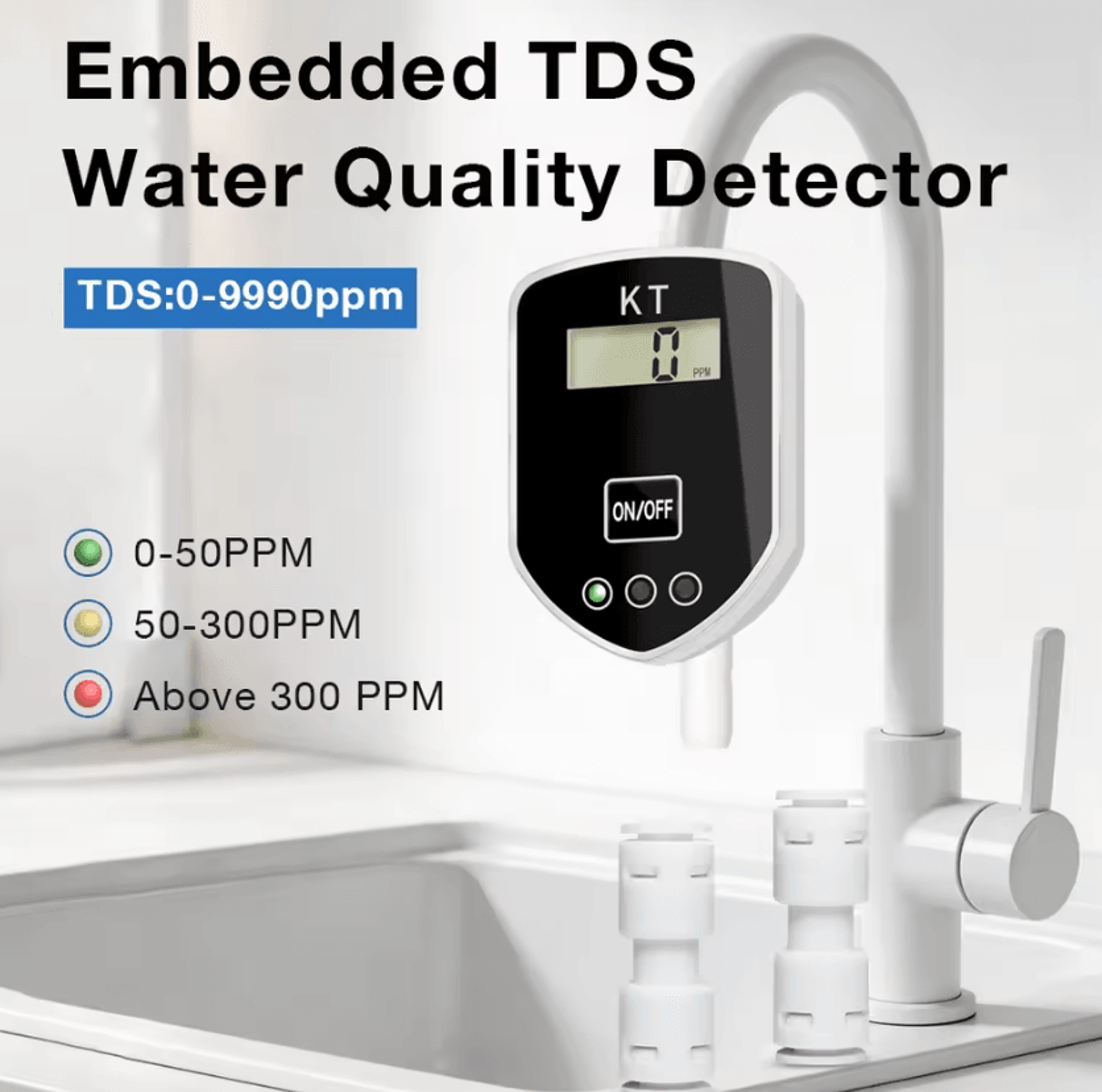 digital embedded tds water quality meter 0-9990 ppm real-time water purity tester for aquarium and drinking water