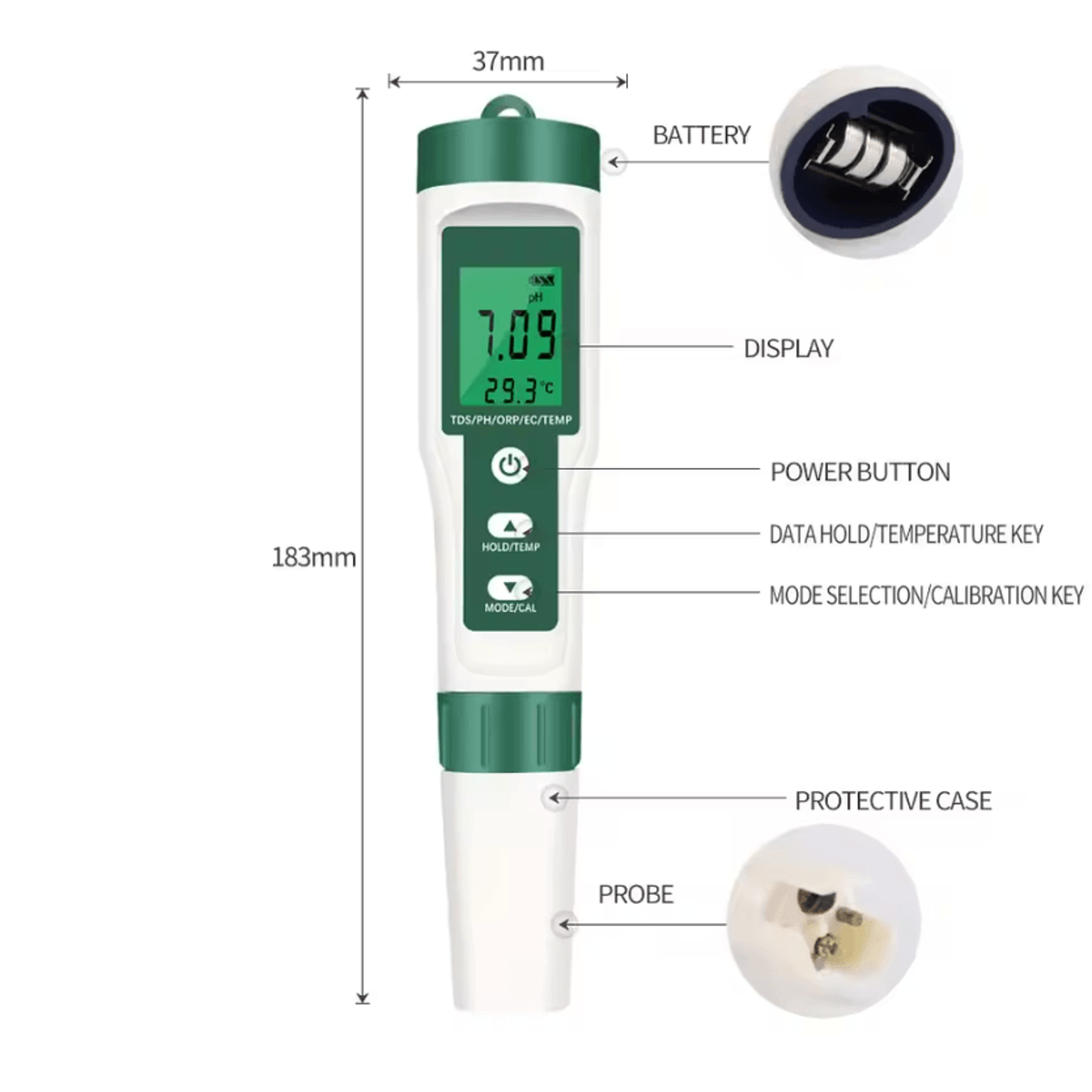 4in1 5in1 7in1 Digital Water Quality Tester PH TDS EC ORP Salinity Temperature Meter With Backlit D 2