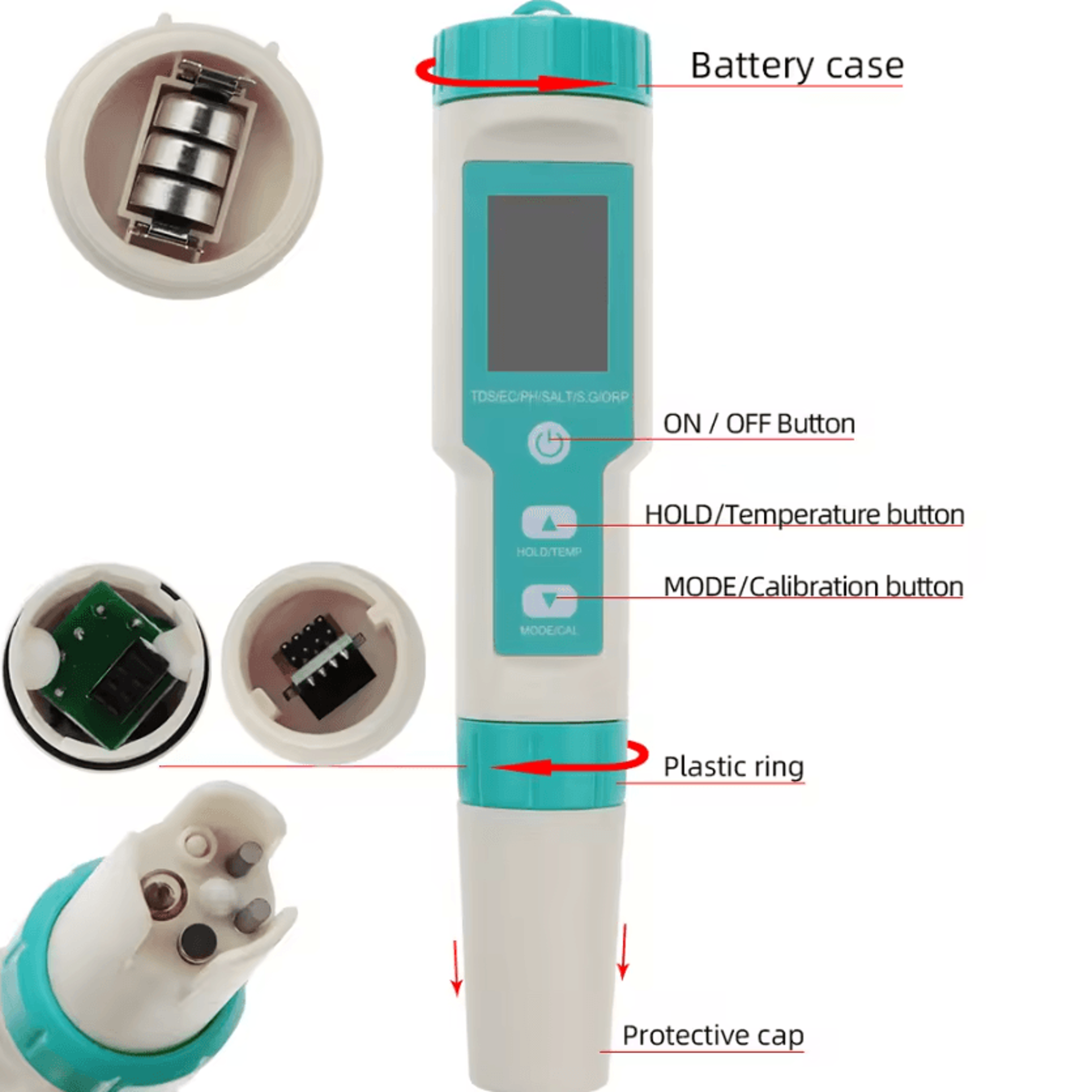 4in1 5in1 7in1 Digital Water Quality Tester PH TDS EC ORP Salinity Temperature Meter With Backlit D 1