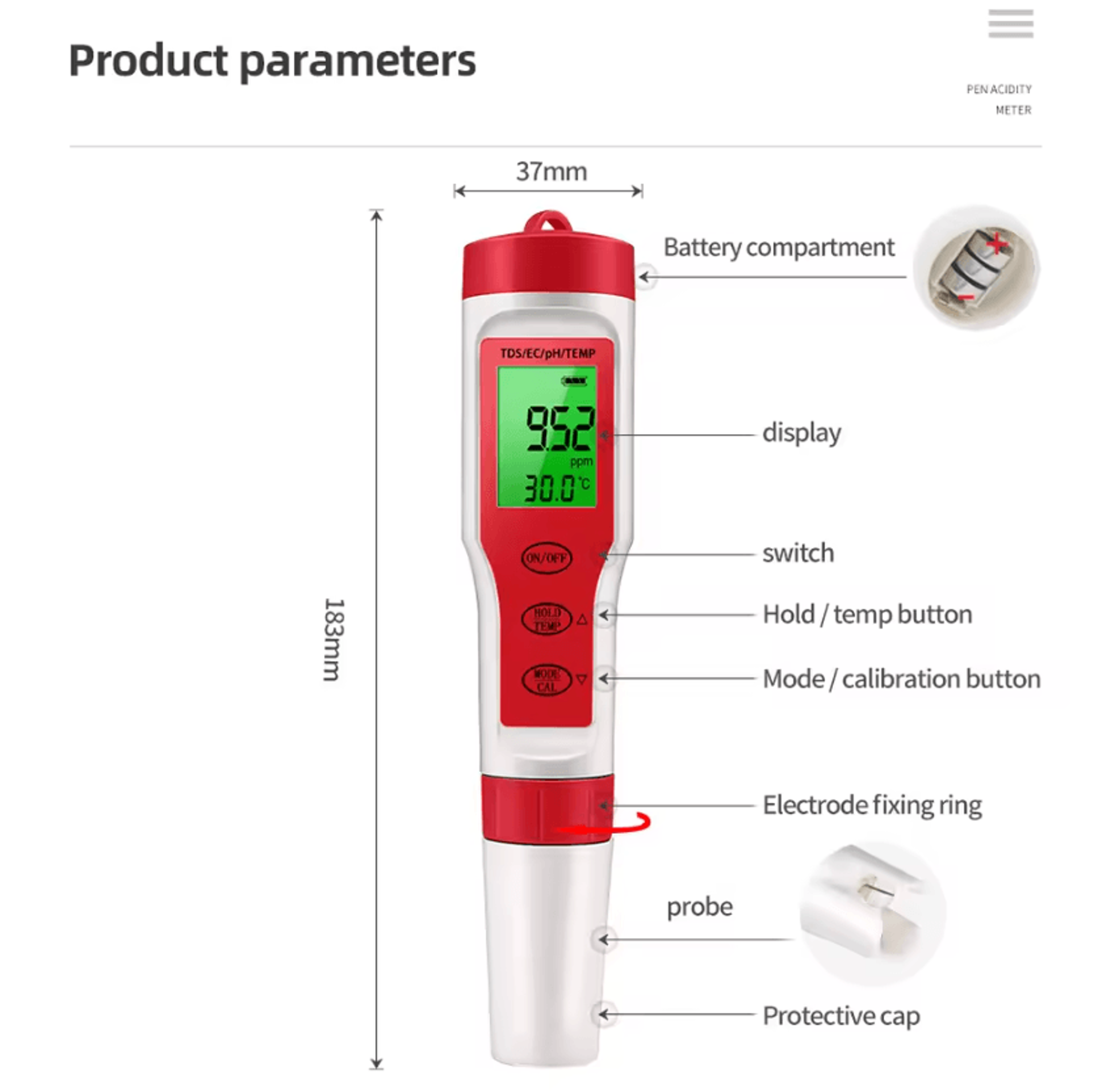4in1 5in1 7in1 Digital Water Quality Tester PH TDS EC ORP Salinity Temperature Meter With Backlit D 3