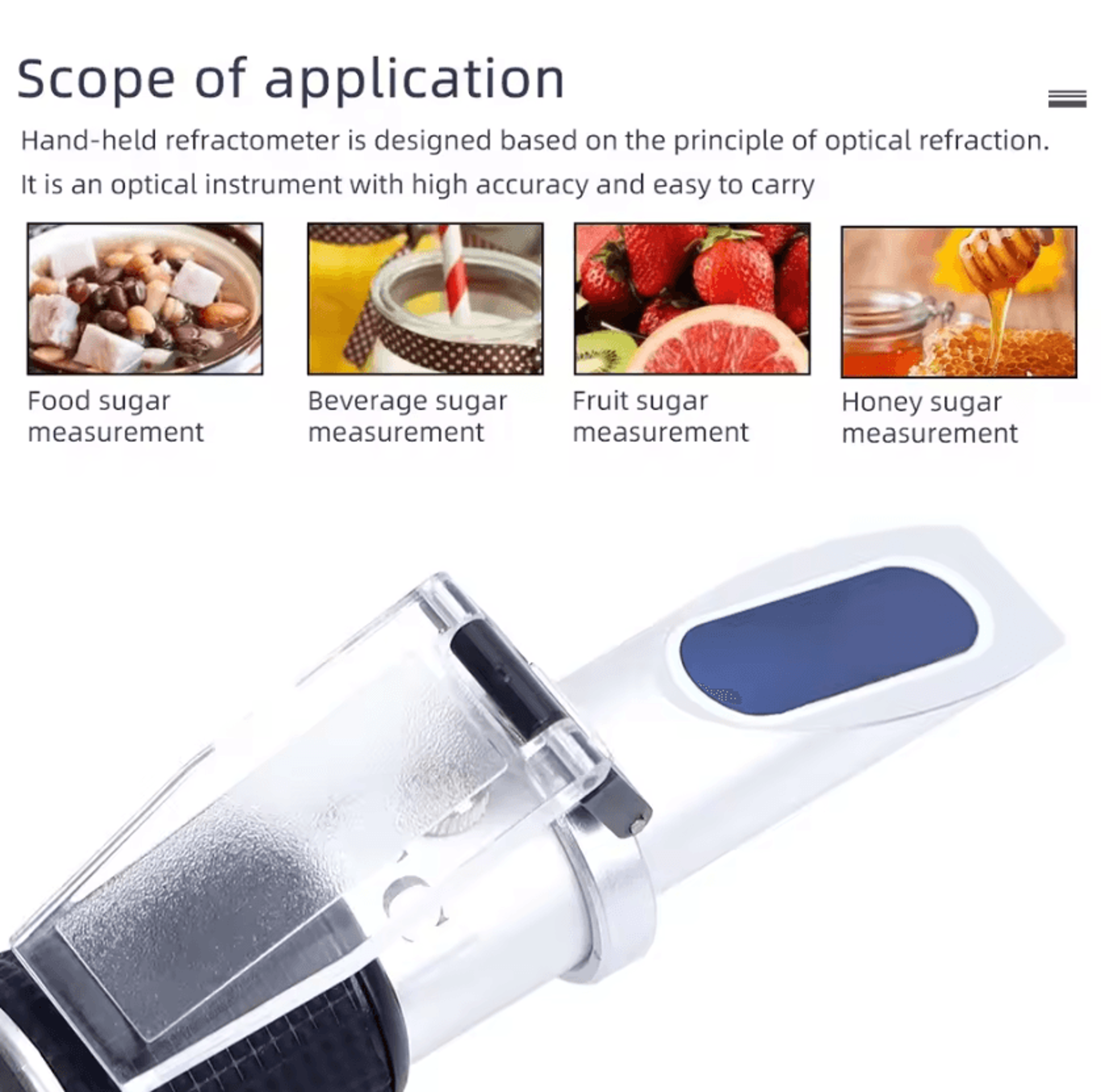 Handheld Honey Refractometer 080 Brix Sugar Concentration Meter With ATC For Honey Fruit And Food T 2