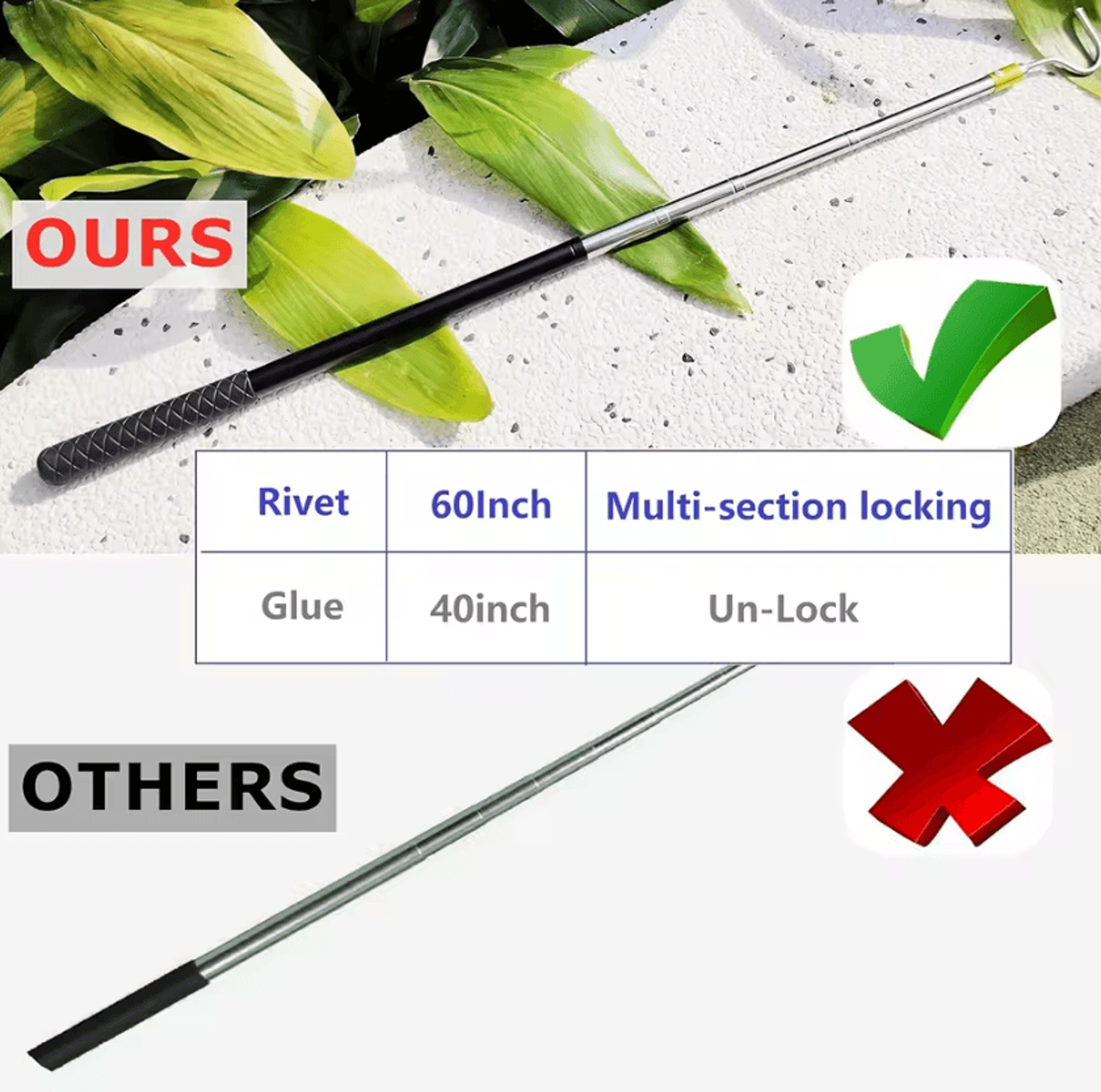 Telescopic RV Awning Pull Rod 1660 Inch Adjustable Reach Pole With MultiSection Locking For Camper  3
