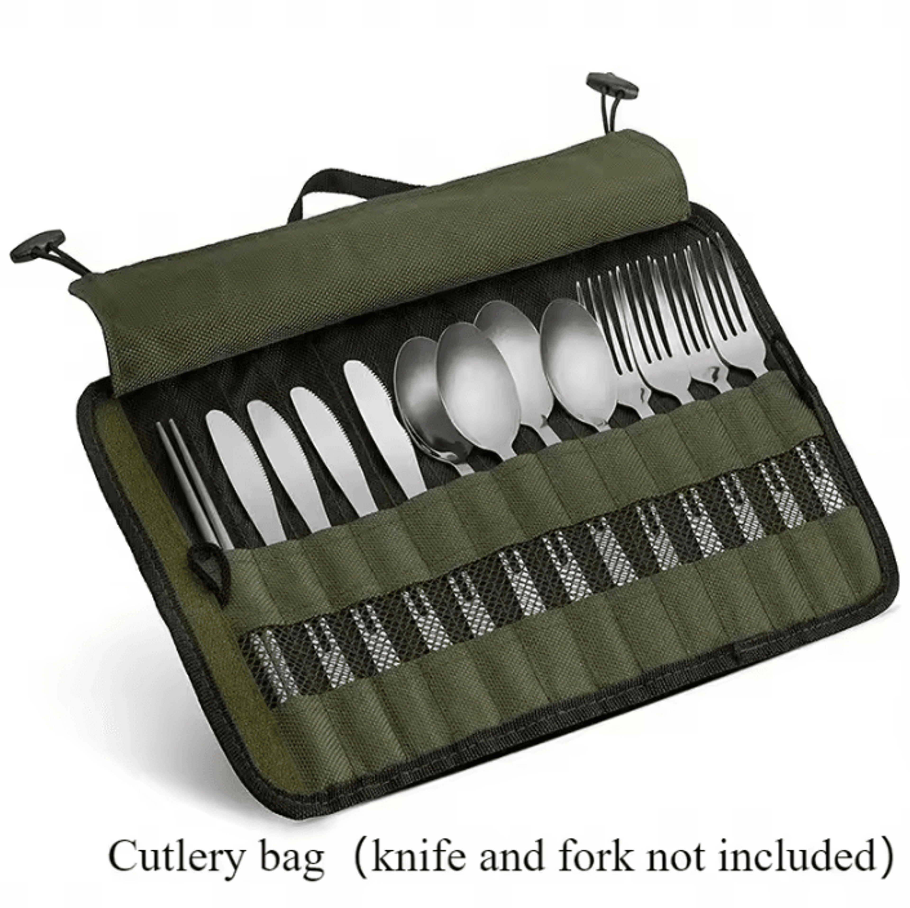 portable camping tableware roll storage bag oxford cloth utensil organizer for outdoor cooking and travel