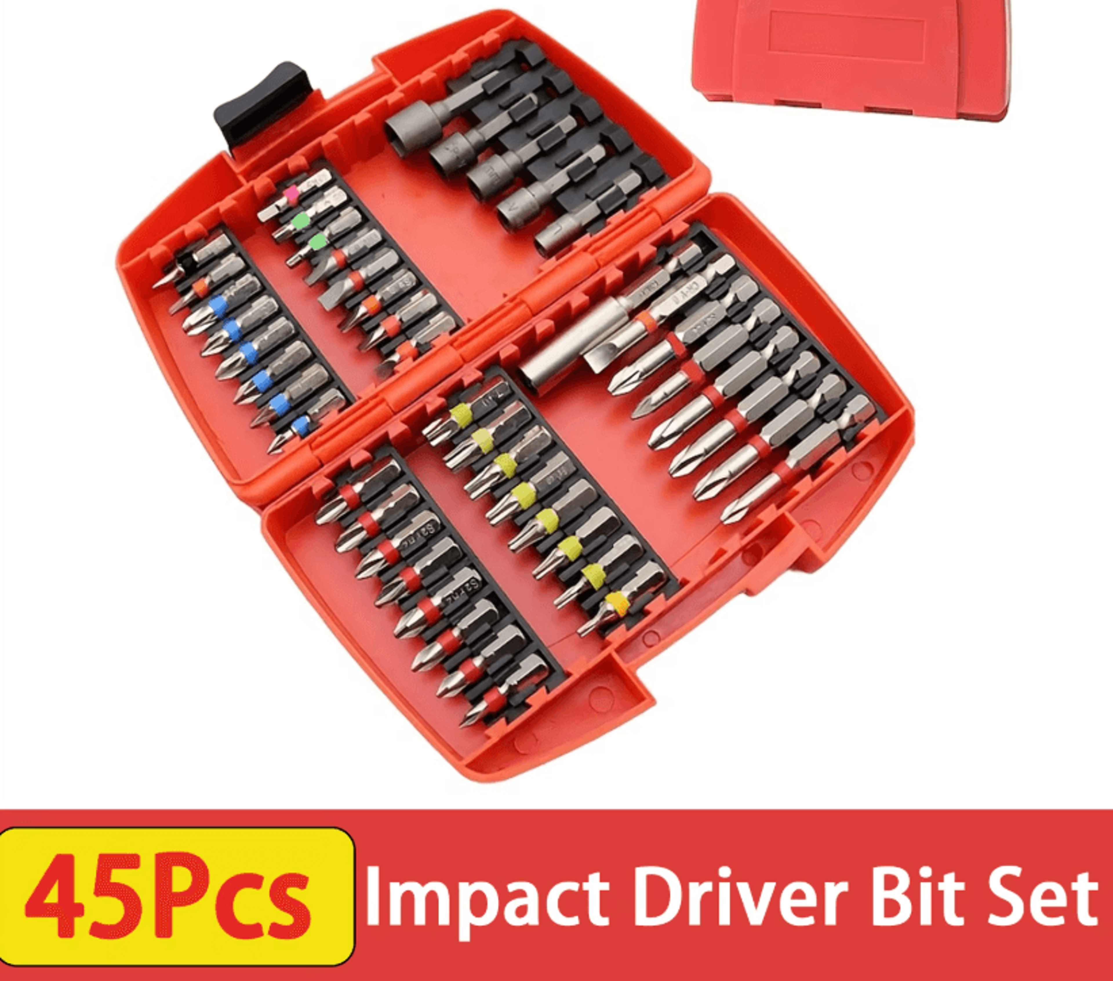 45pcs impact driver bit set s2 steel magnetic screwdriver bits with nut driver for woodworking and home repairs