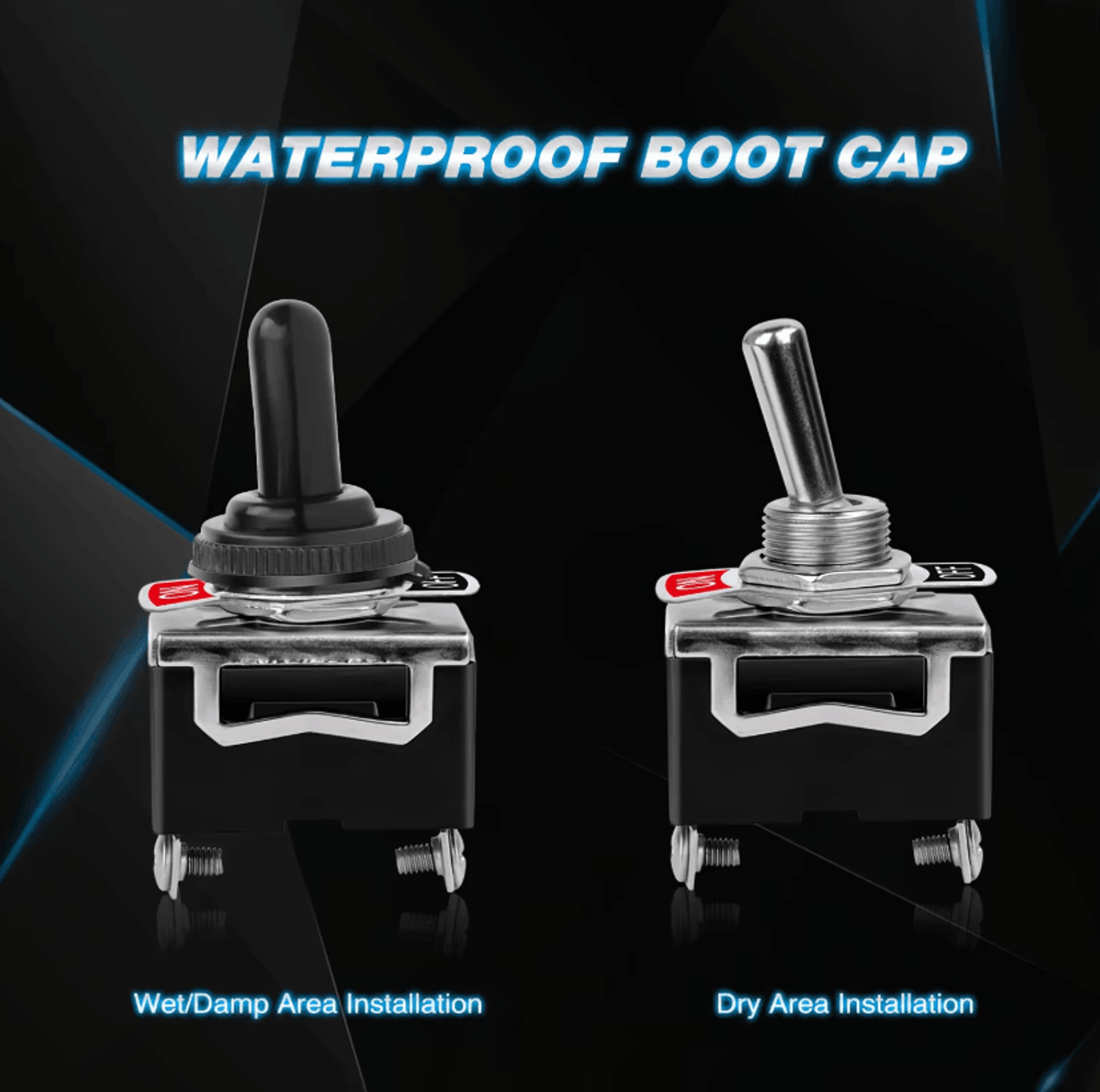 4PCS Heavy Duty Metal Toggle Switch 2 Pin SPST ONOFF 15A 250V 20A 125V With Waterproof Boot Cover 2