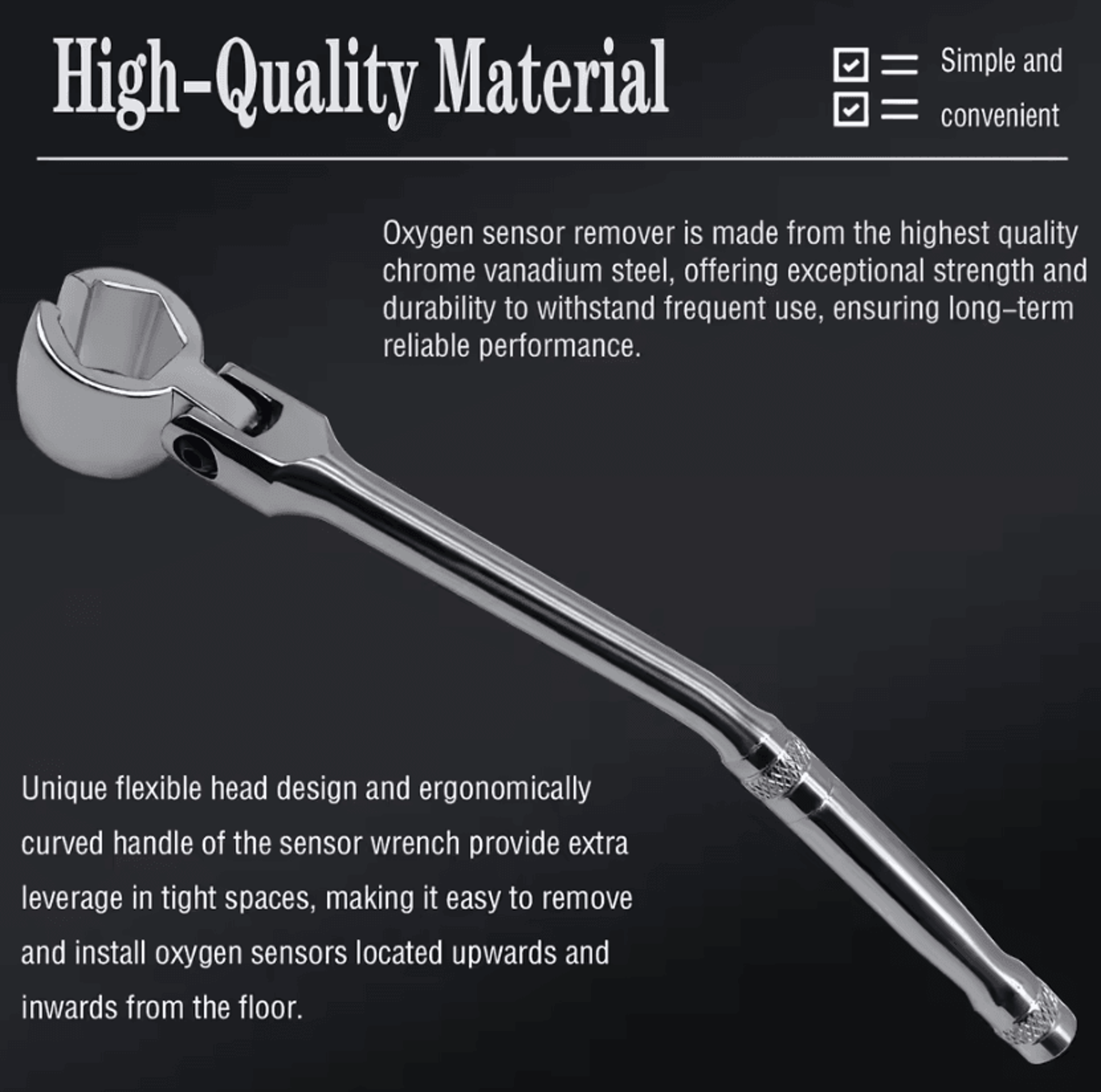 22MM Oxygen Sensor Wrench 78 Inch Flexible Head O2 Sensor Removal Tool With Contoured Handle For Au 4