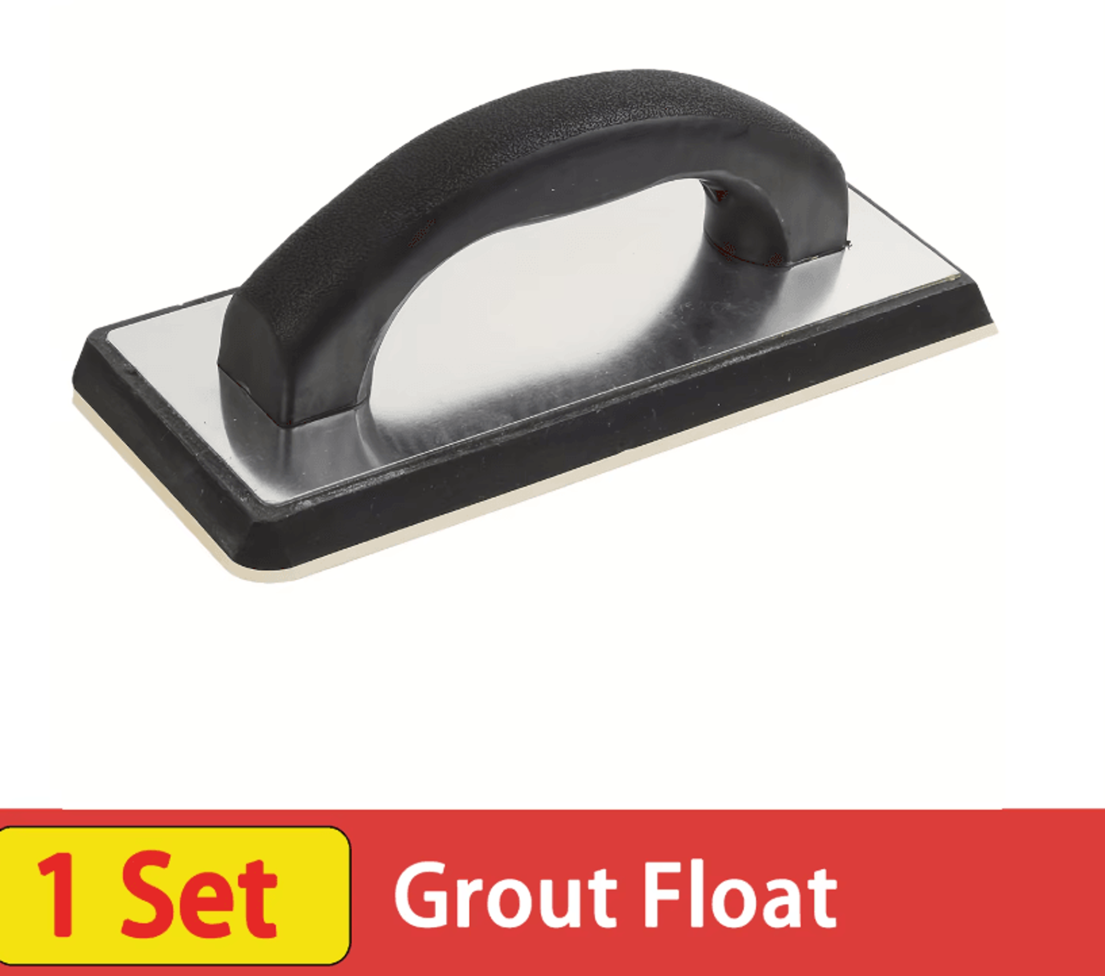 4 x 9.5 inch rubber grout float with aluminum frame and ergonomic handle for tile grouting and smooth finishing