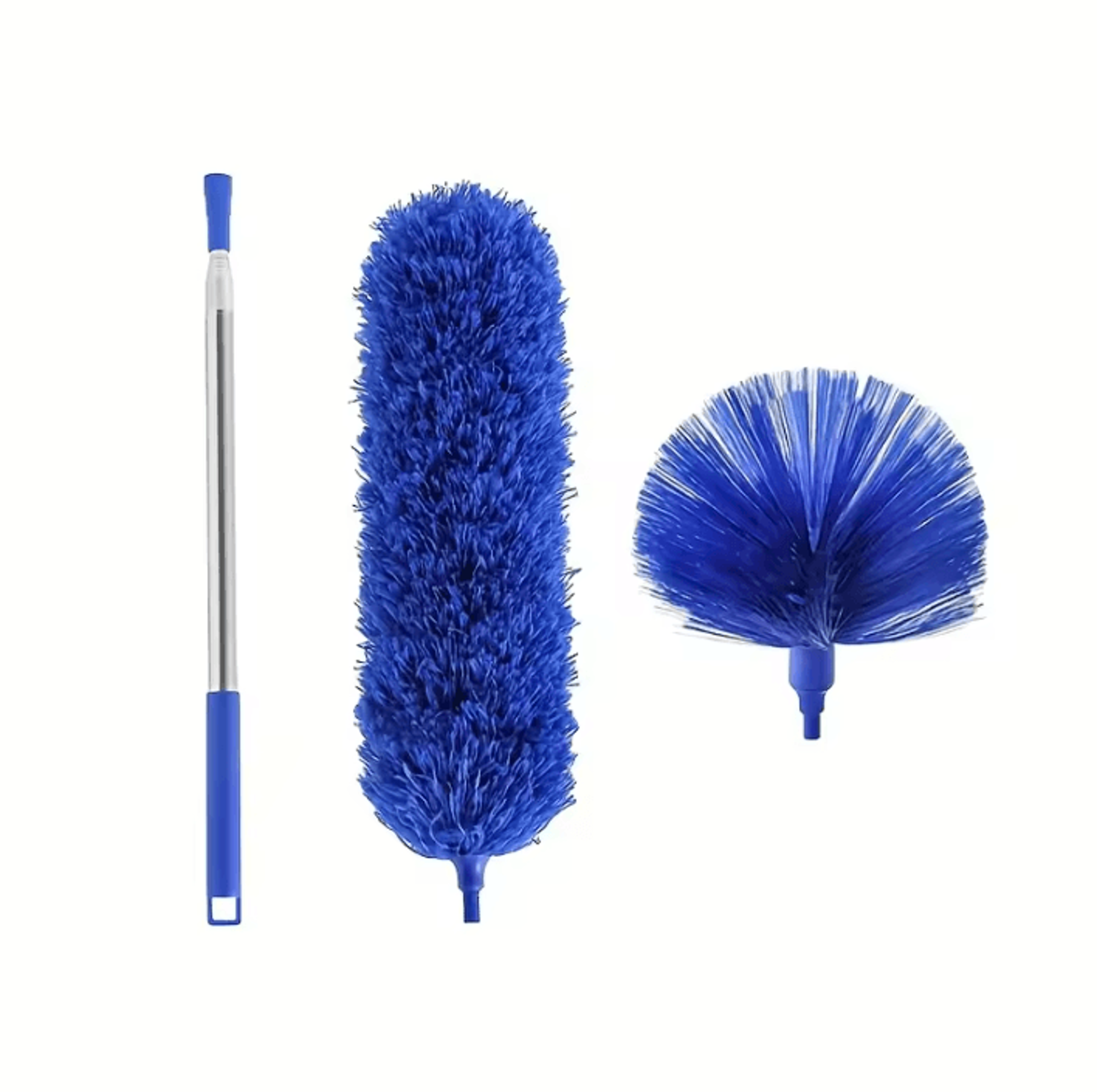 cobweb duster with extension pole and 2 washable cleaning heads for ceilings corners and ceiling fans