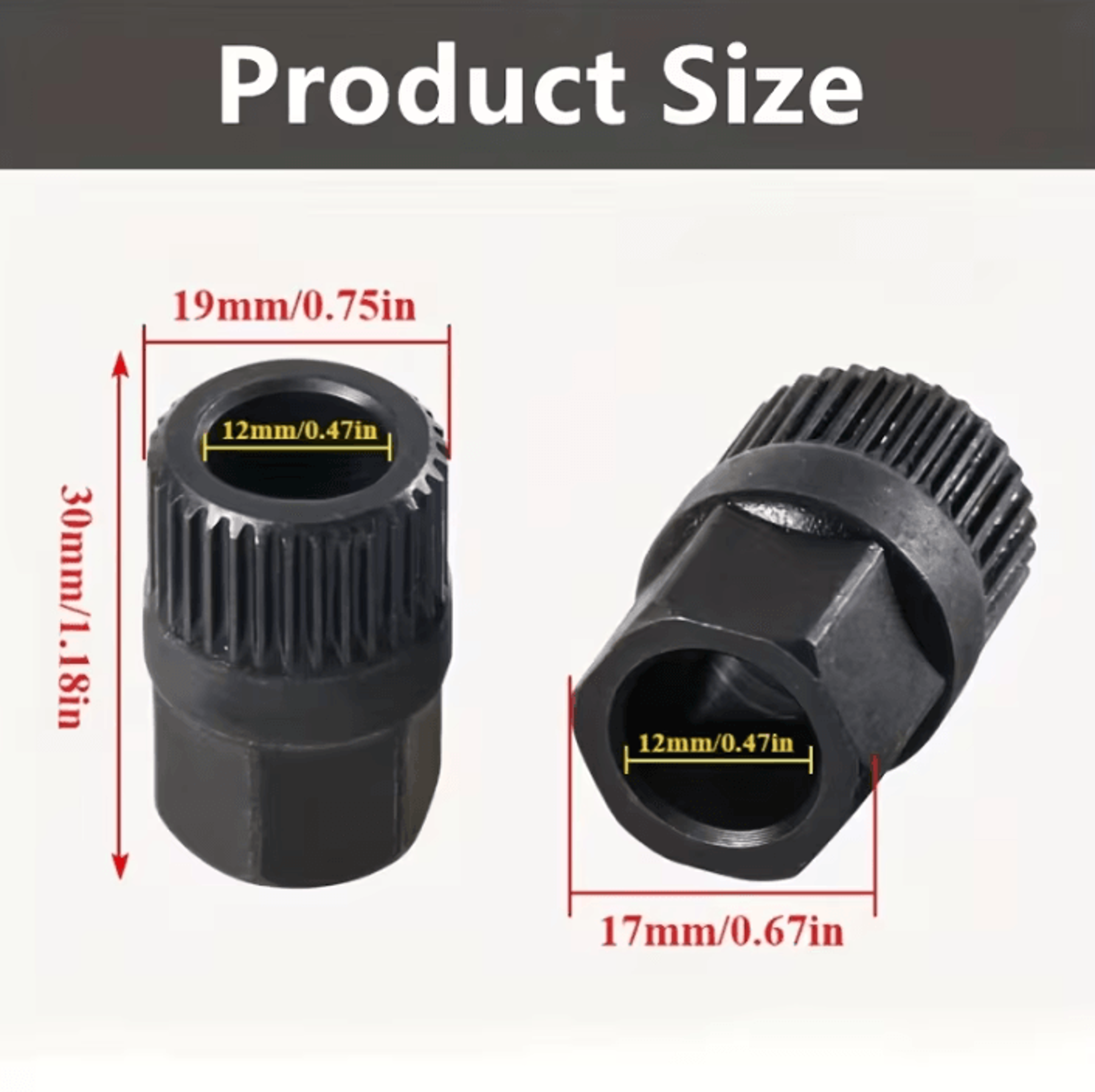 Heavy Duty 33Tooth Alternator Pulley Removal Tool Spline Drive Socket For Audi Volkswagen Ford Peug 1