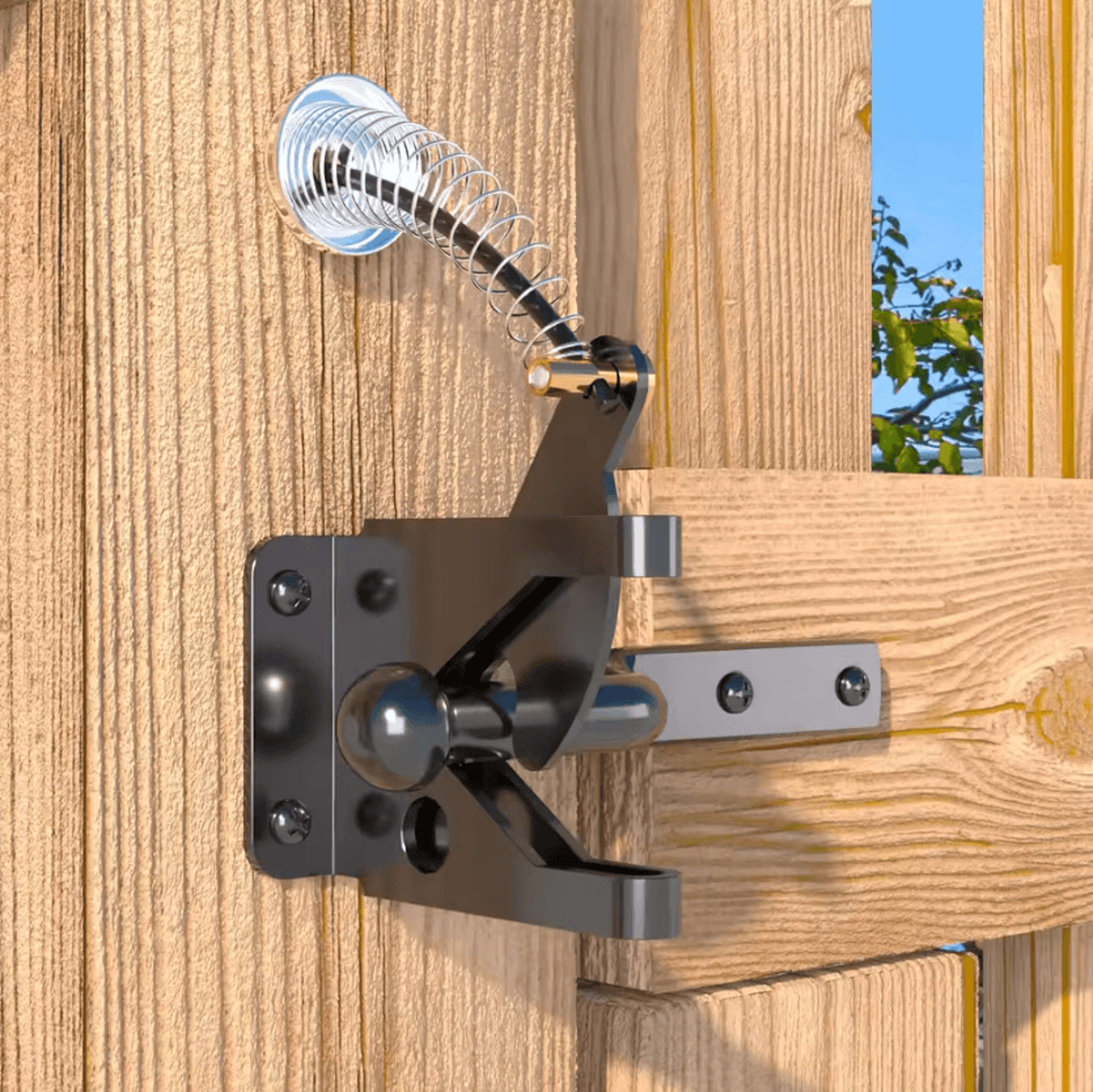 Heavy Duty Self Locking Gate Latch With Spring Cable Pull Carbon Steel Fence Gate Lock For Wooden G 5