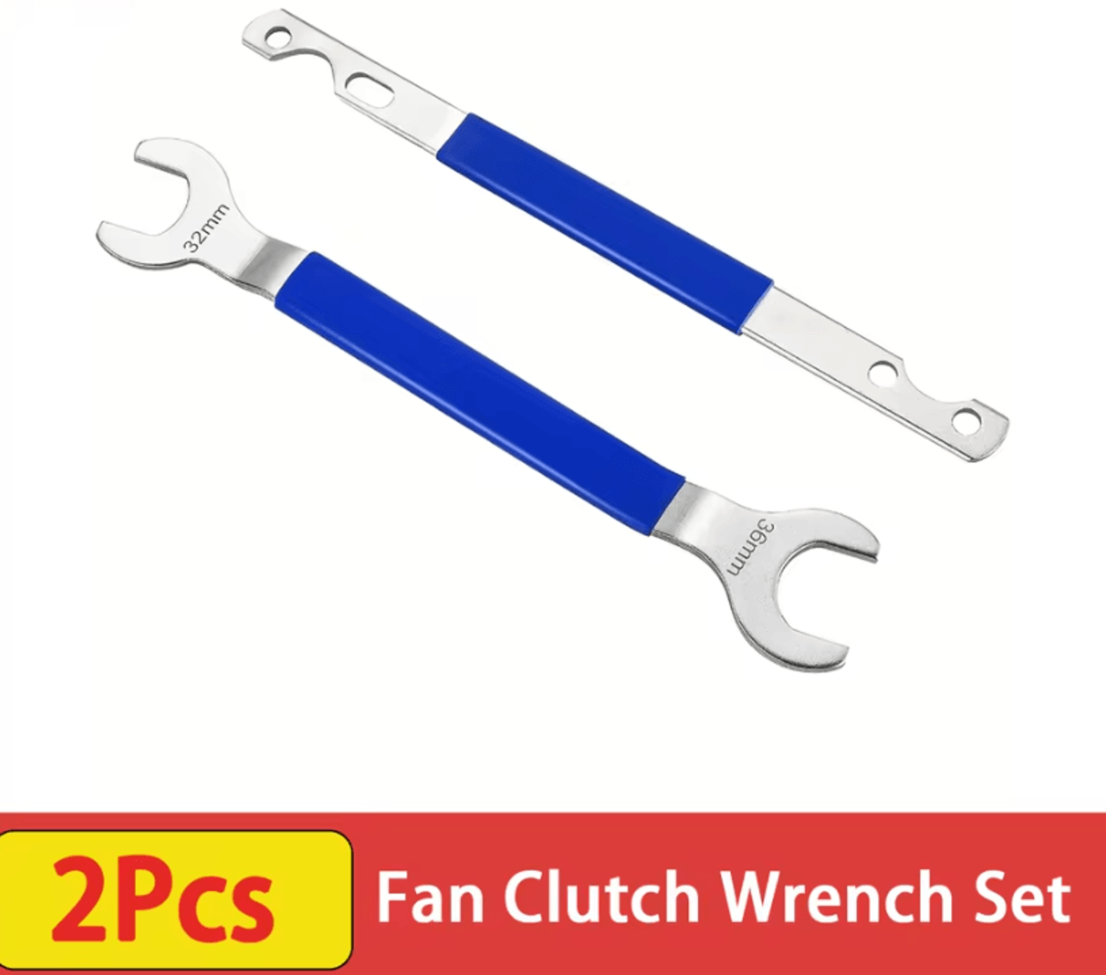 2pcs fan clutch removal tool kit 32mm 36mm wrench set with water pump pulley holder for automotive repairs