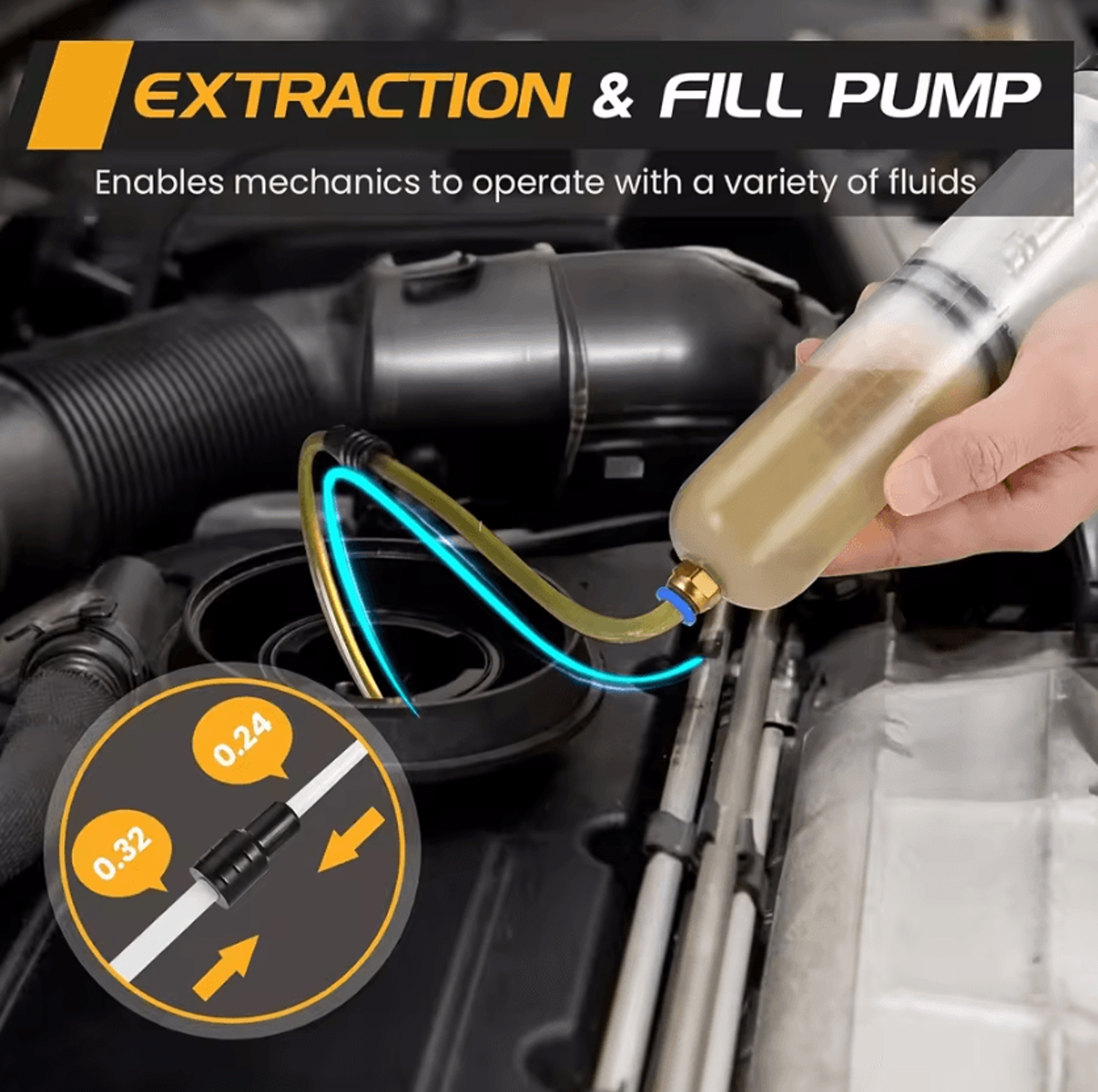 200CC Automotive Fluid Extractor Pump Manual Oil Syringe With 2 Hoses For Vehicle Fluid Transfer An 2