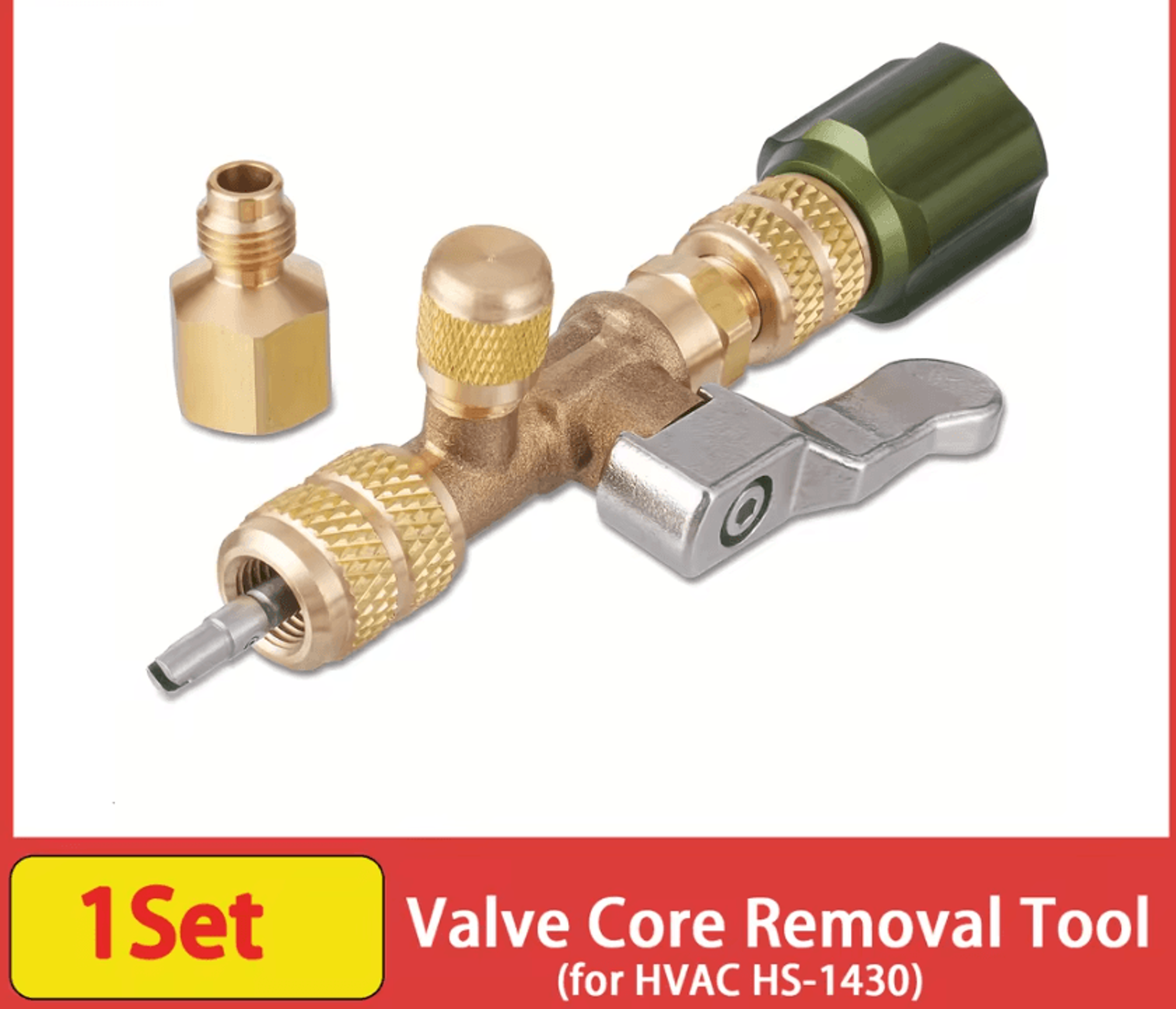 hs-1430 hvac valve core removal tool with brass adapter for r22 r12 r410 r32 r404 refrigerant systems