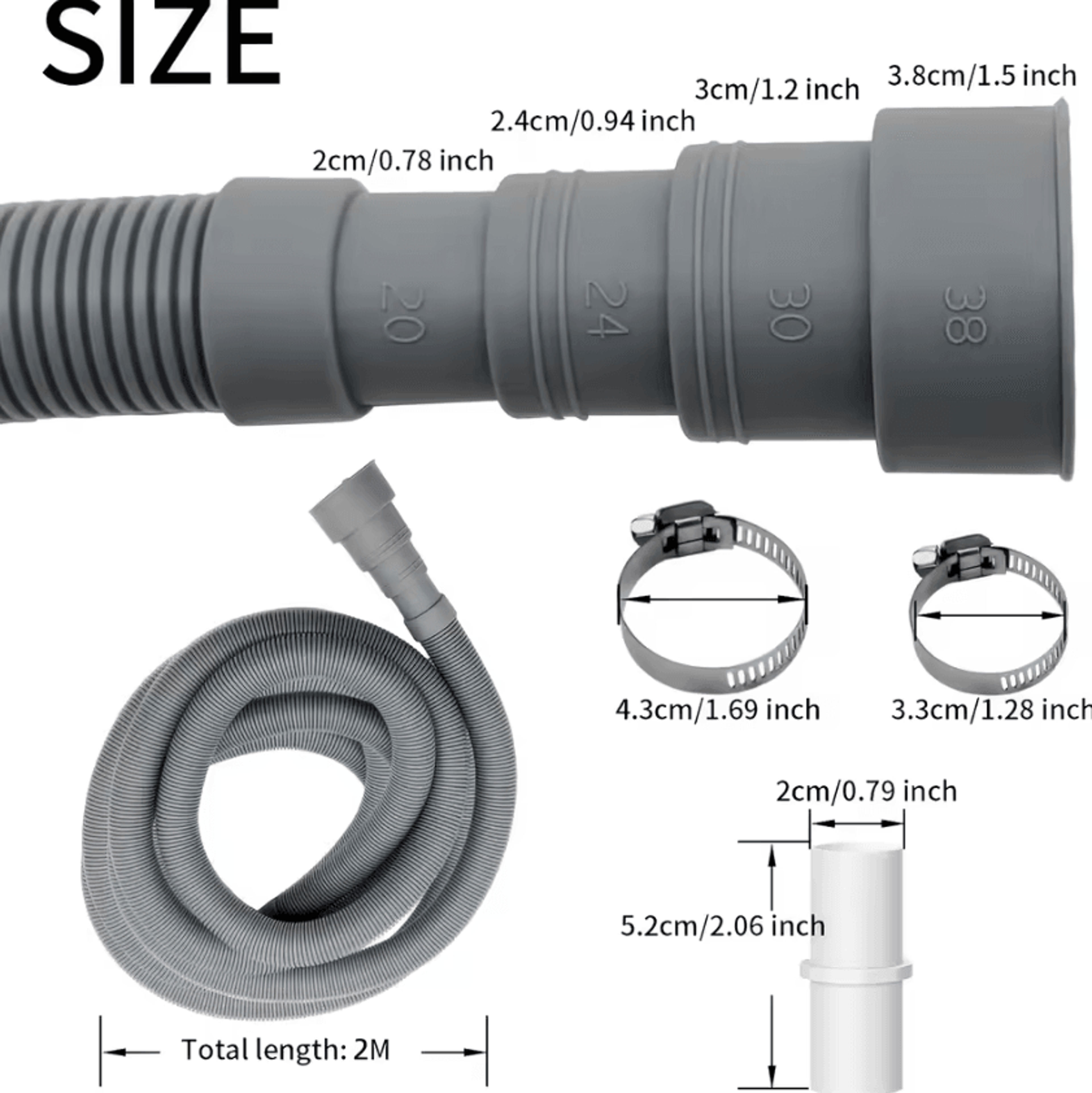 65FT Washing Machine Drain Hose Extension Kit 6PCS Universal Washer Dishwasher Drain Pipe With UBra 1