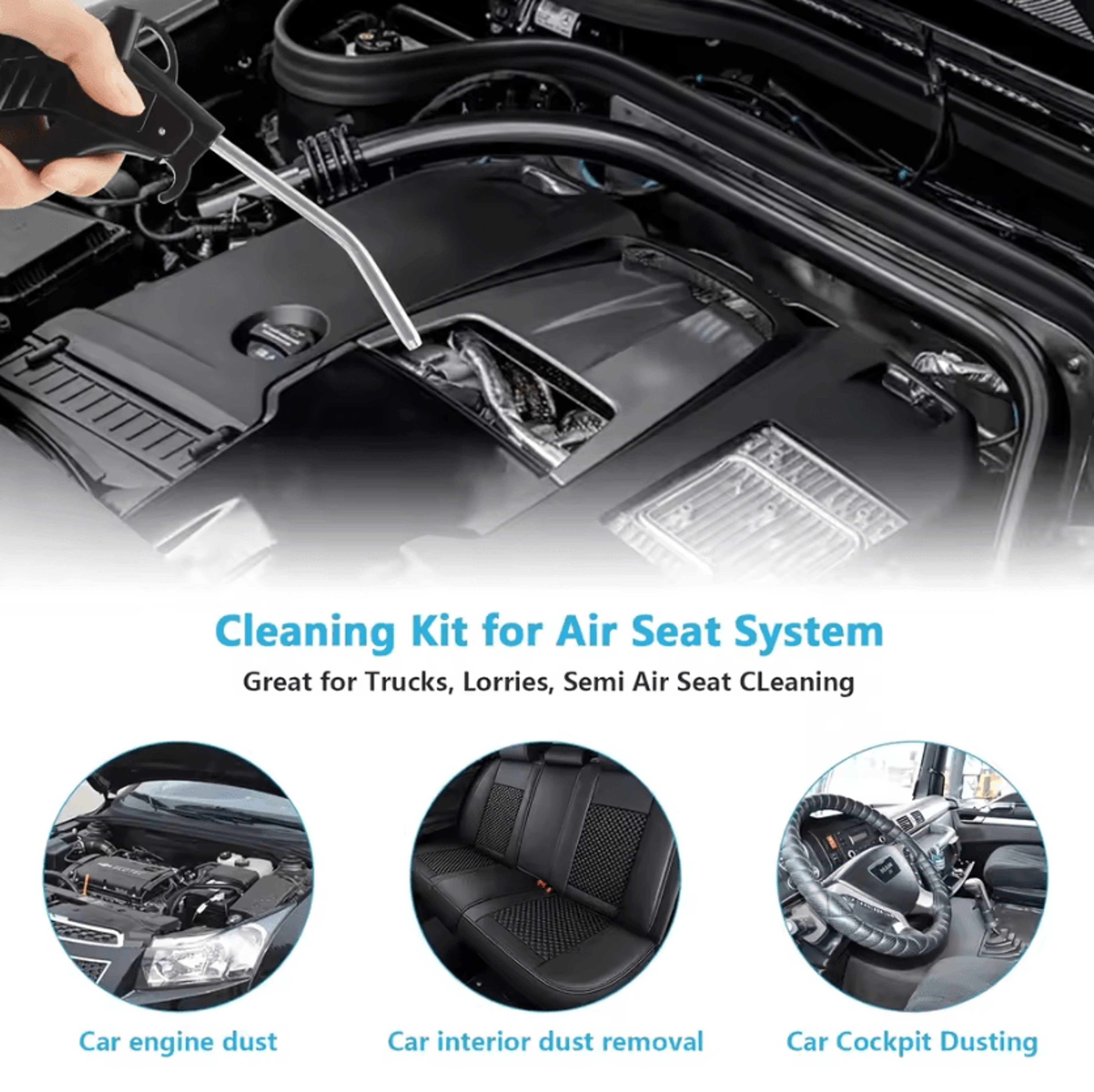 Heavy Duty Truck Air Duster Gun With 5M Recoil Hose Compressed Air Cleaning Kit For Semi Trucks And 4