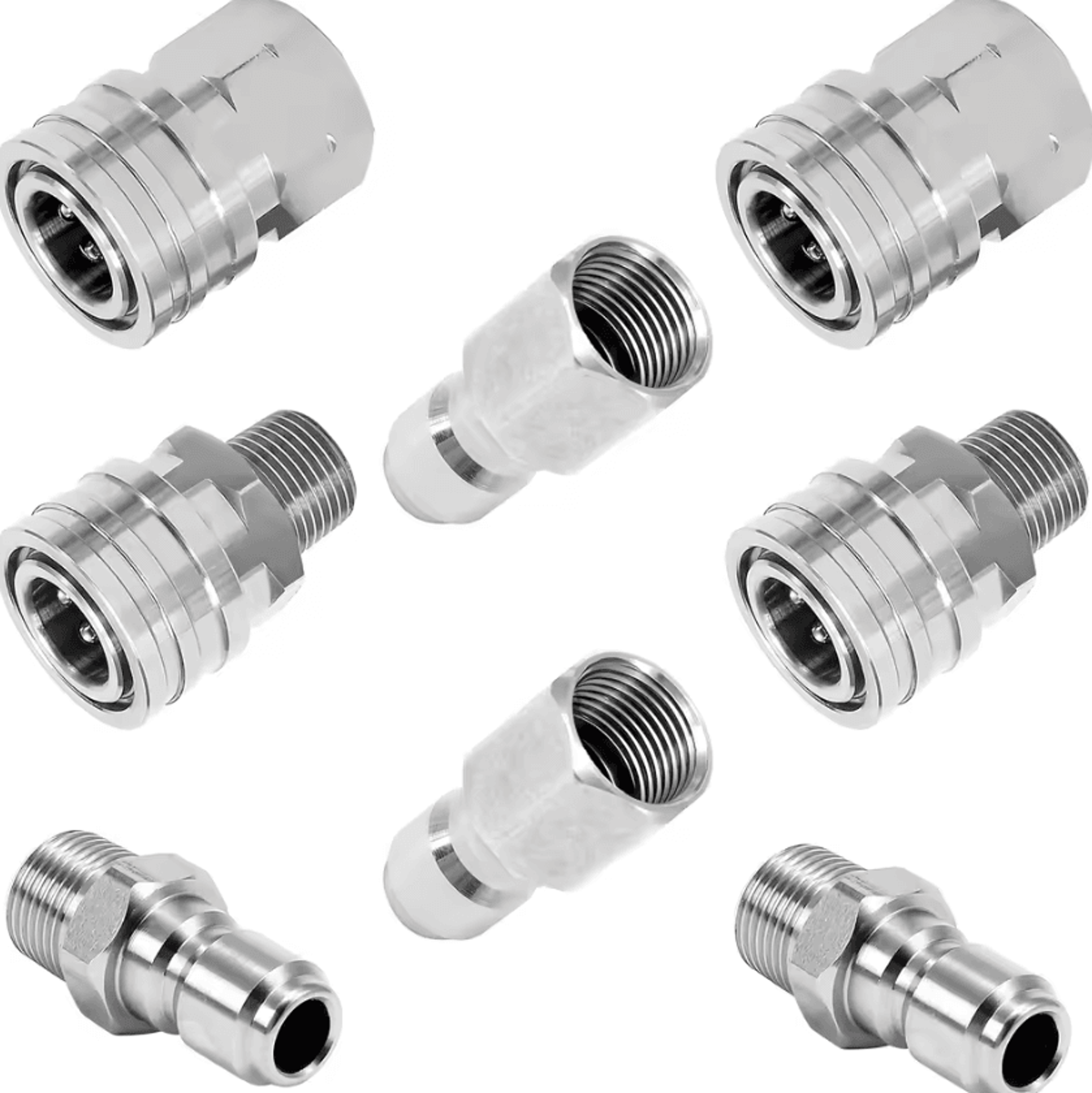 8PCS Stainless Steel Pressure Washer Quick Connect Fittings 38 Inch Male And Female Thread Adapter  6