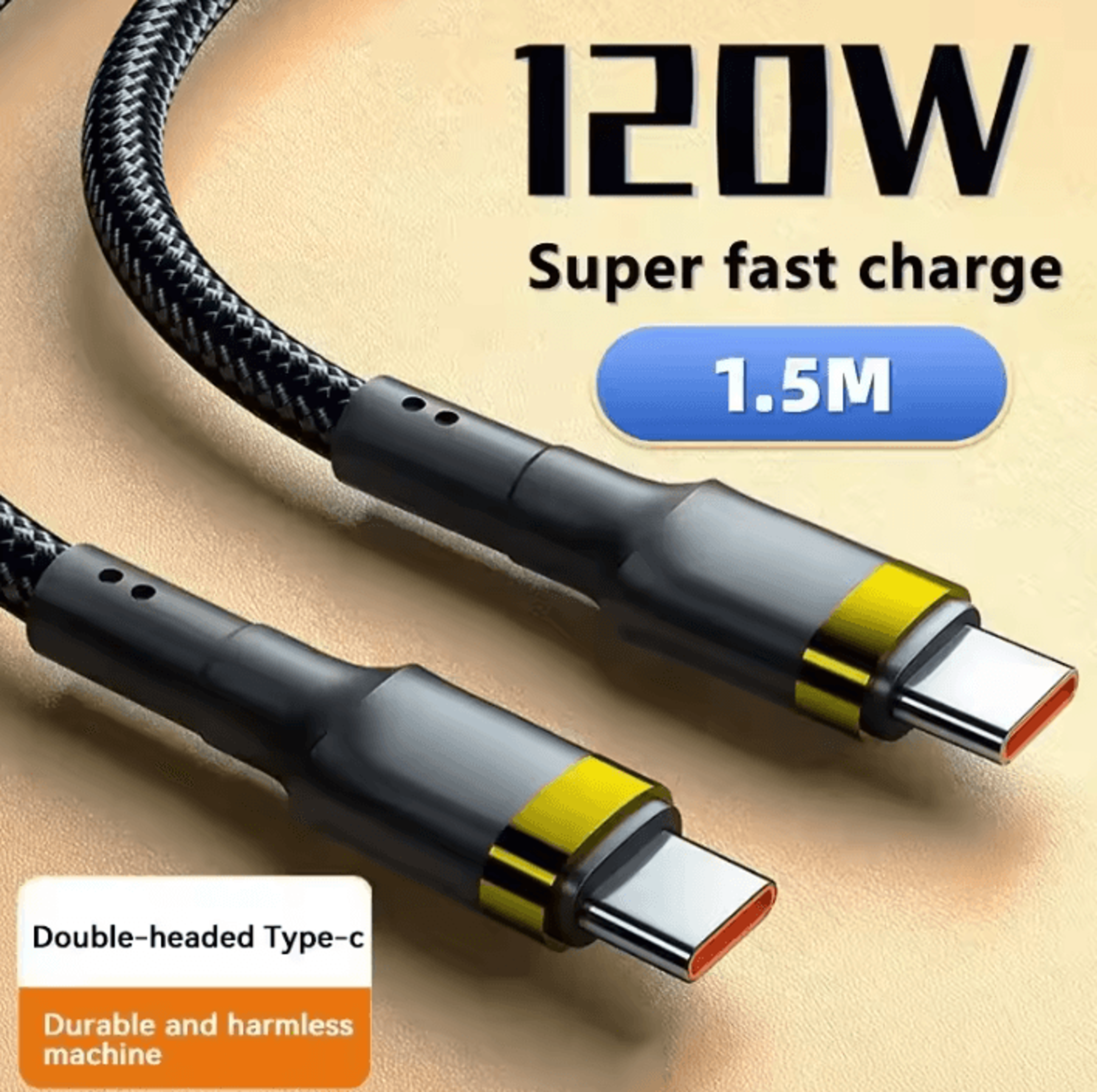 120W USB C To USB C Fast Charging Cable PD Quick Charge Cord For IPhone Samsung Xiaomi And Android  10