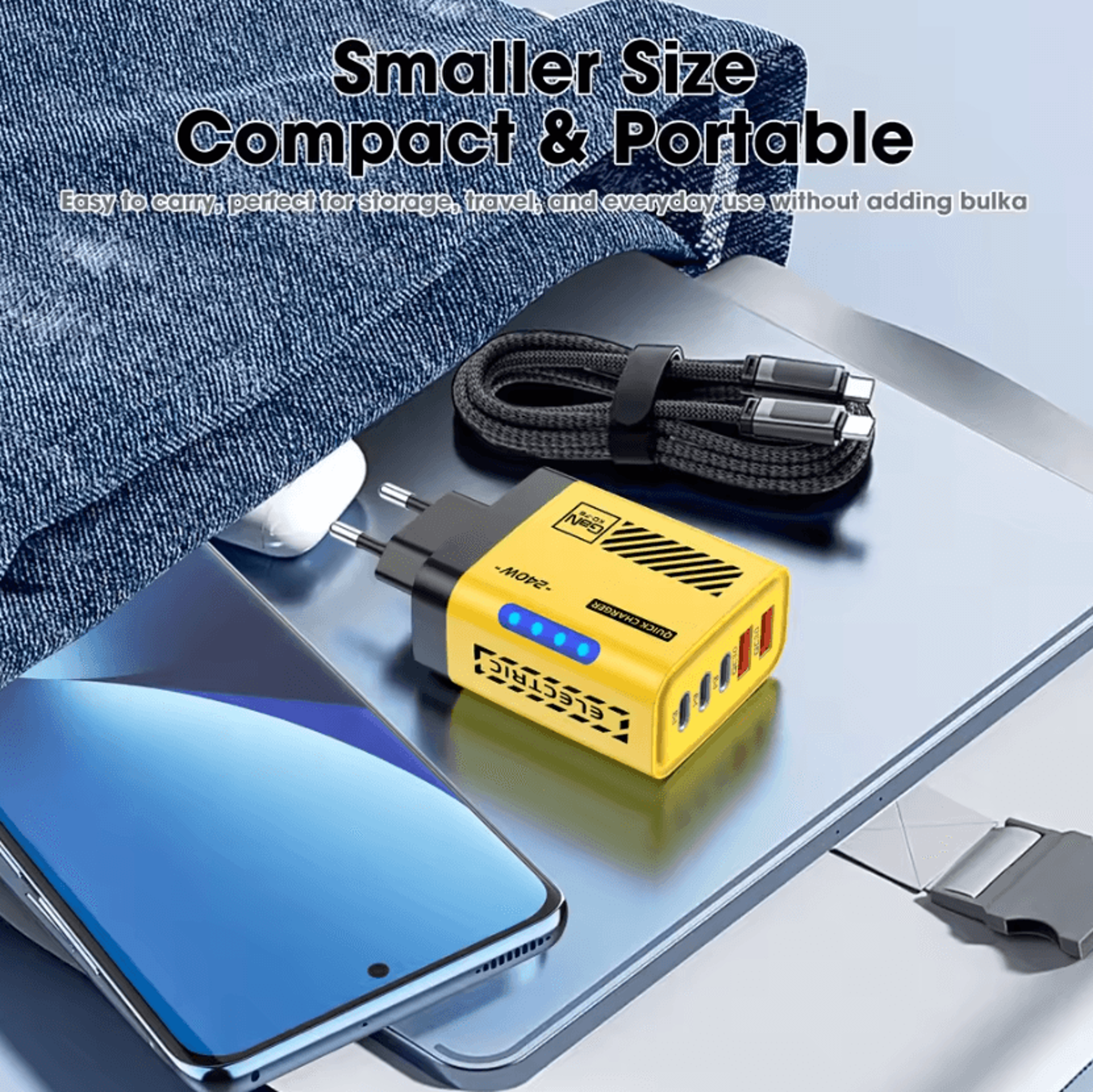 240W 5 Port GaN USB C Fast Charger PD Multi Device Wall Adapter For IPhone Samsung Xiaomi And Huawe 3