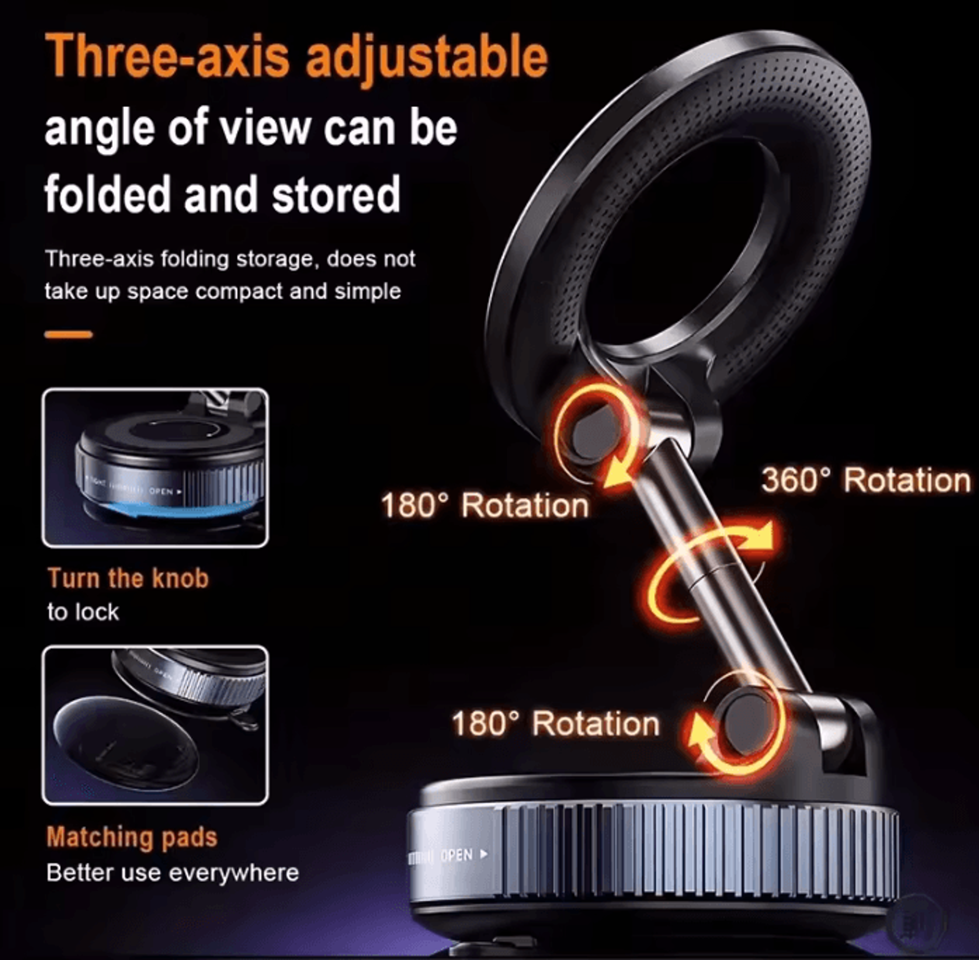 Foldable Electric Vacuum Magnetic Car Phone Holder Strong Suction Mount For IPhone 12 13 14 15 16 A 3