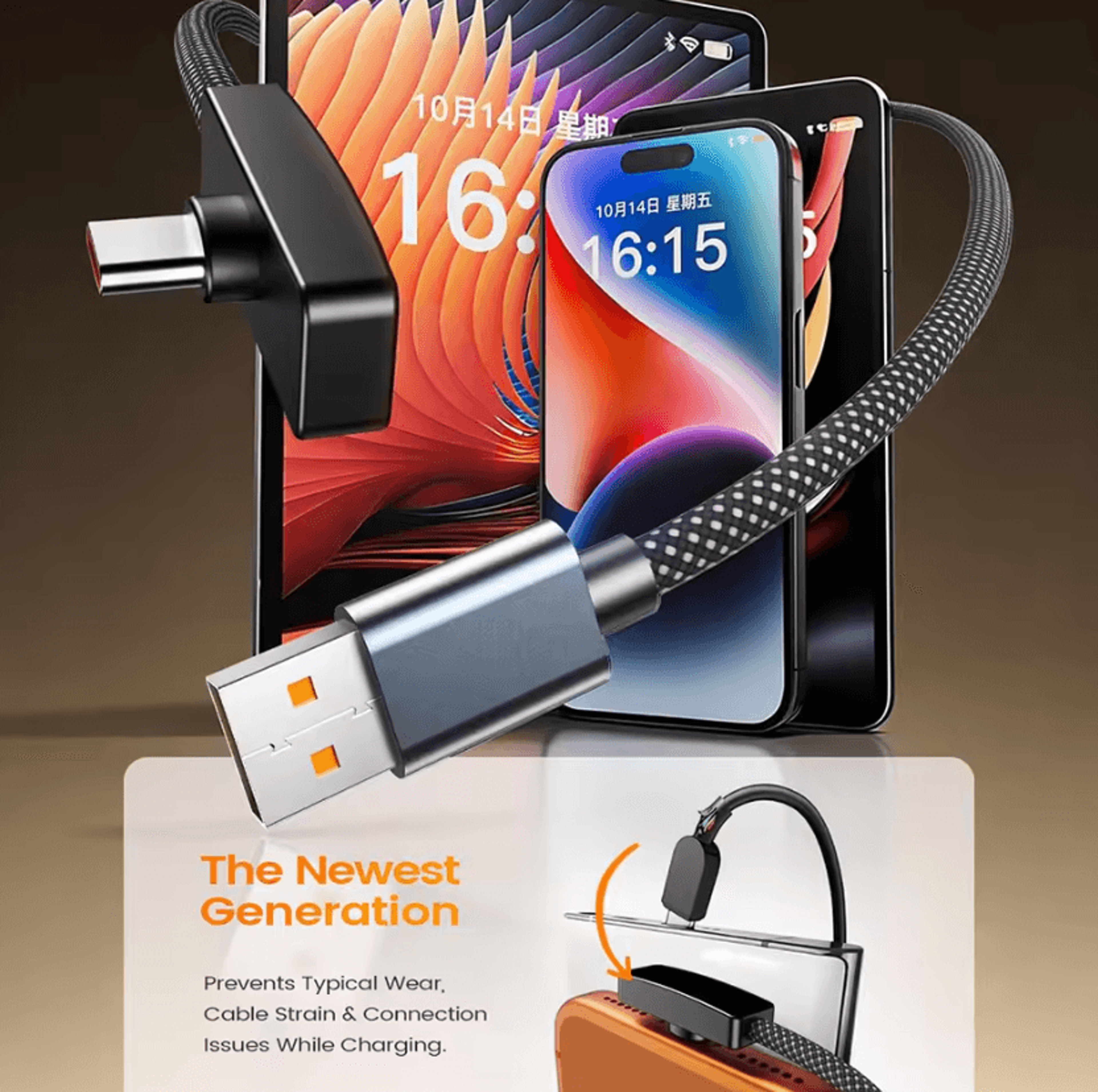 100W 90 Degree USB C Fast Charging Cable Right Angle Type C Data Transfer Cord For IPhone Samsung A 4