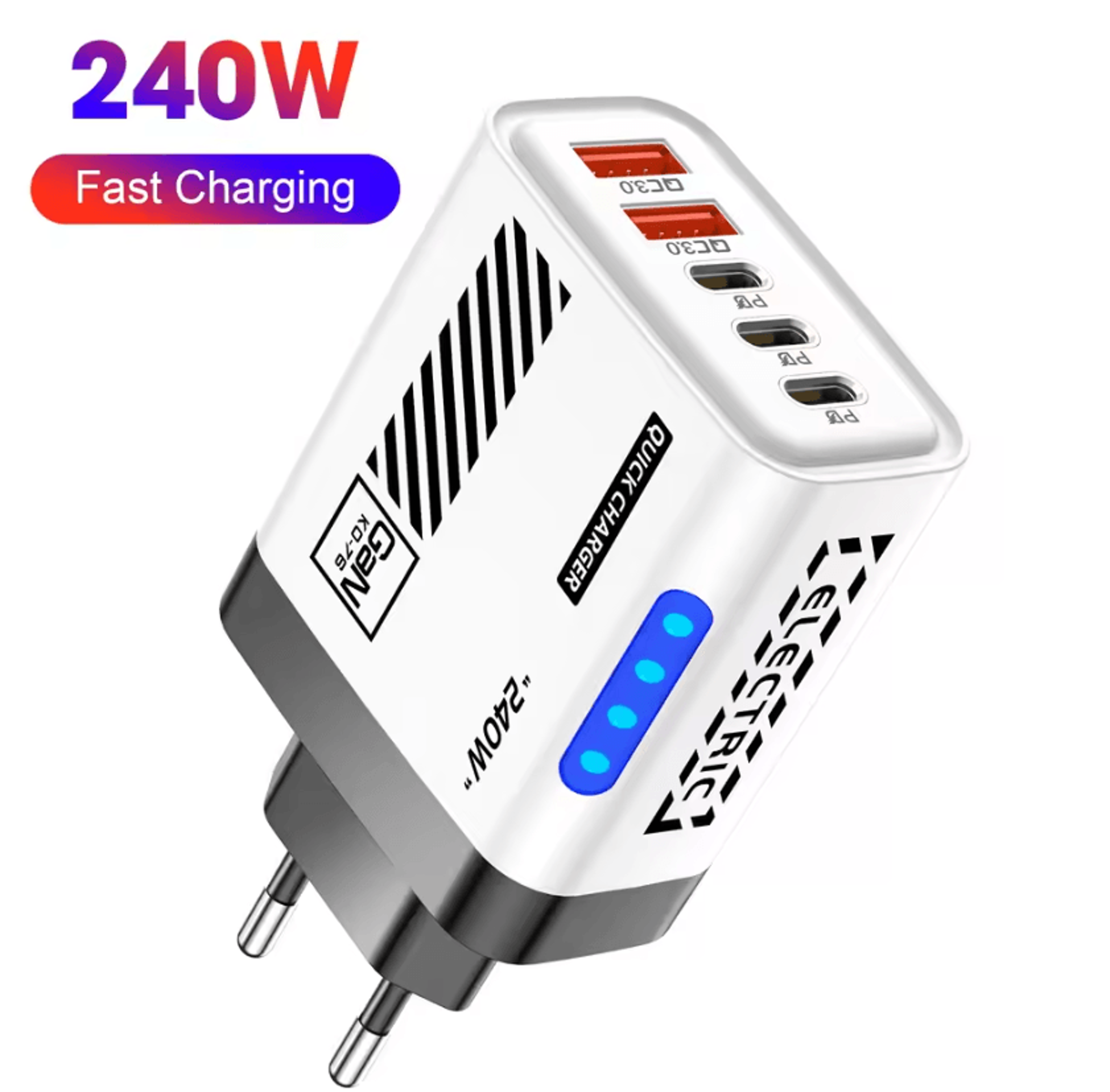 240w gan 5 port usb c wall charger pd fast charging adapter for iphone samsung xiaomi and huawei