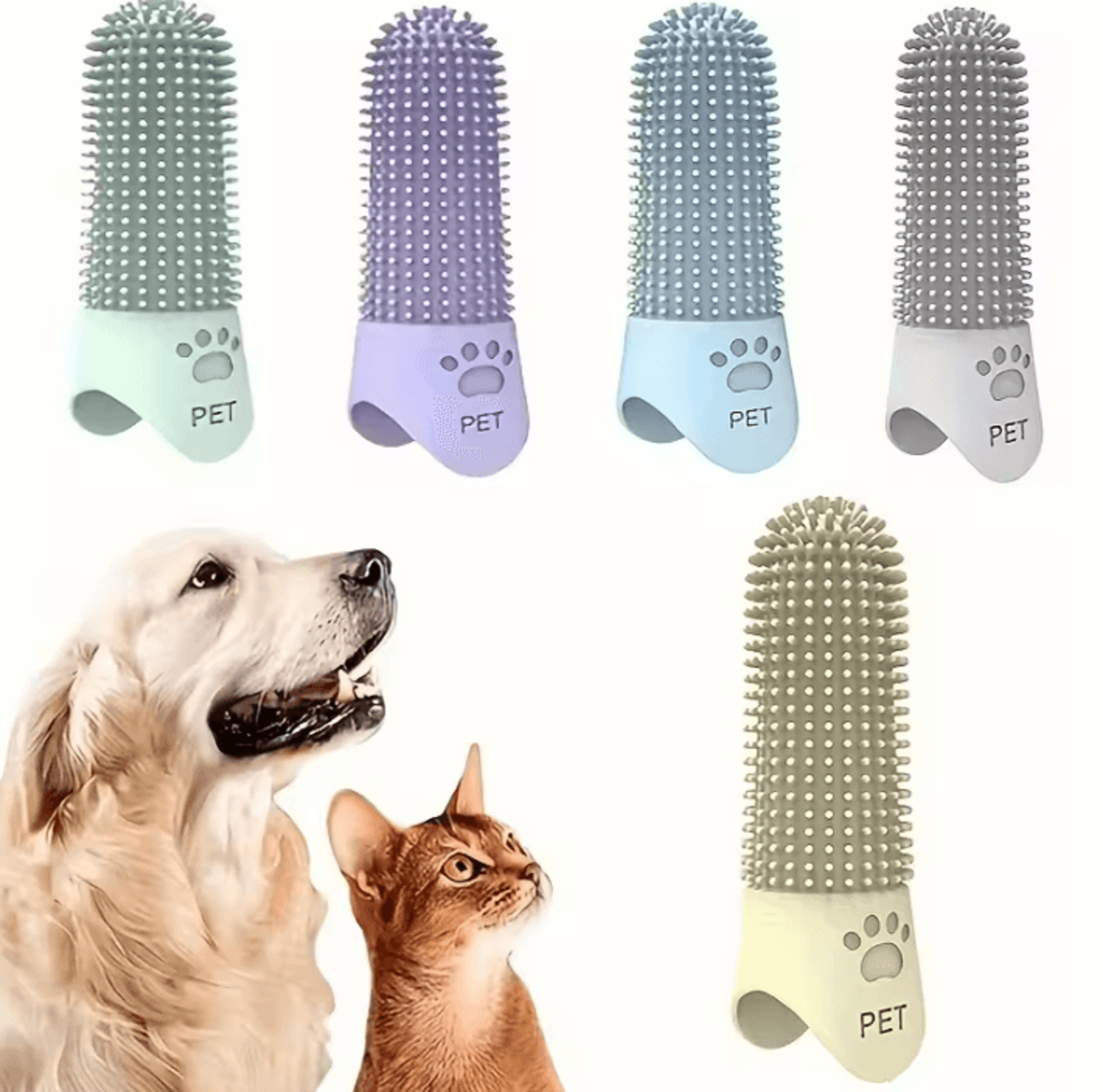 360 degree soft silicone pet finger toothbrush gentle dental cleaning brush for dogs and cats