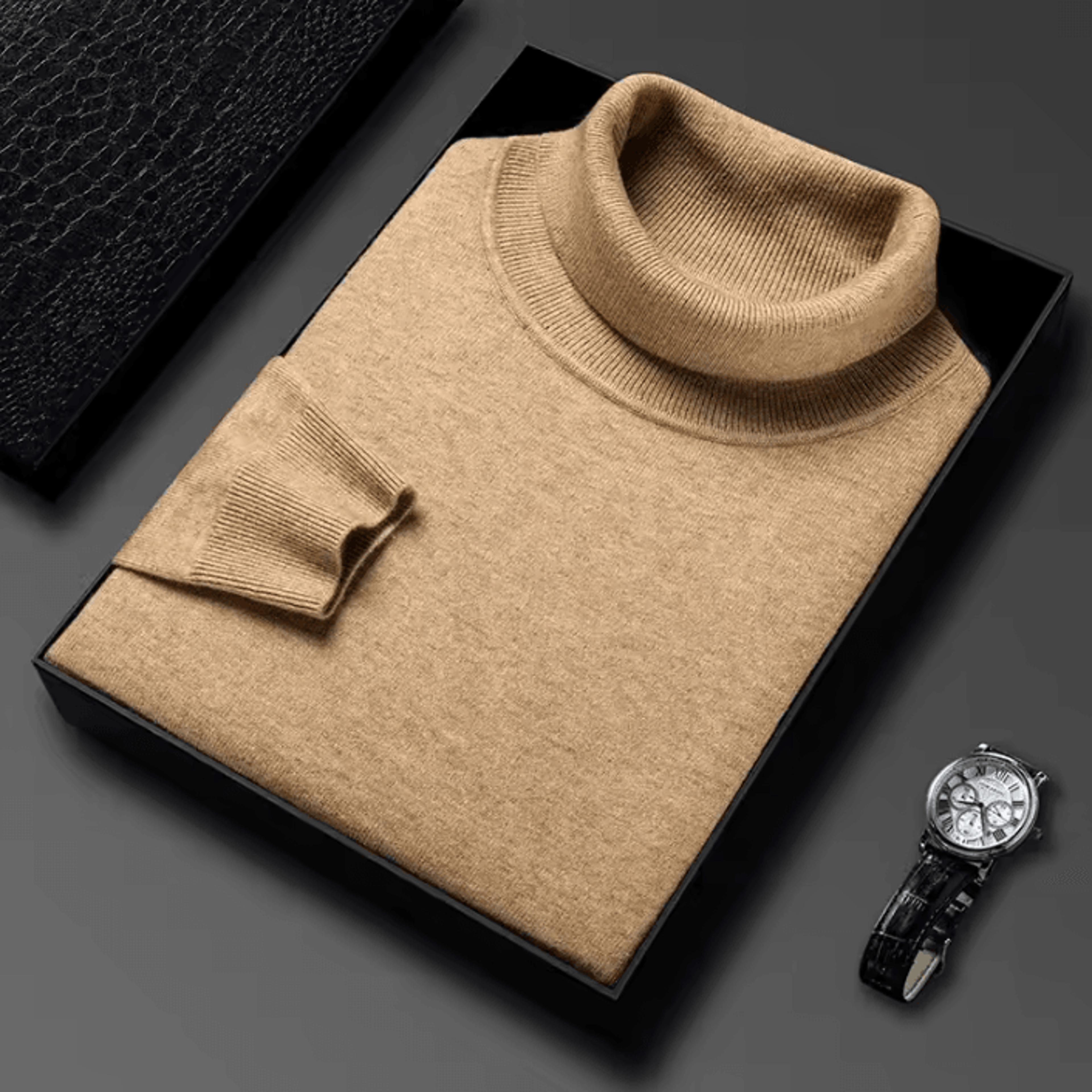 men's slim fit knitted turtleneck sweater long sleeve solid color pullover for autumn and winter