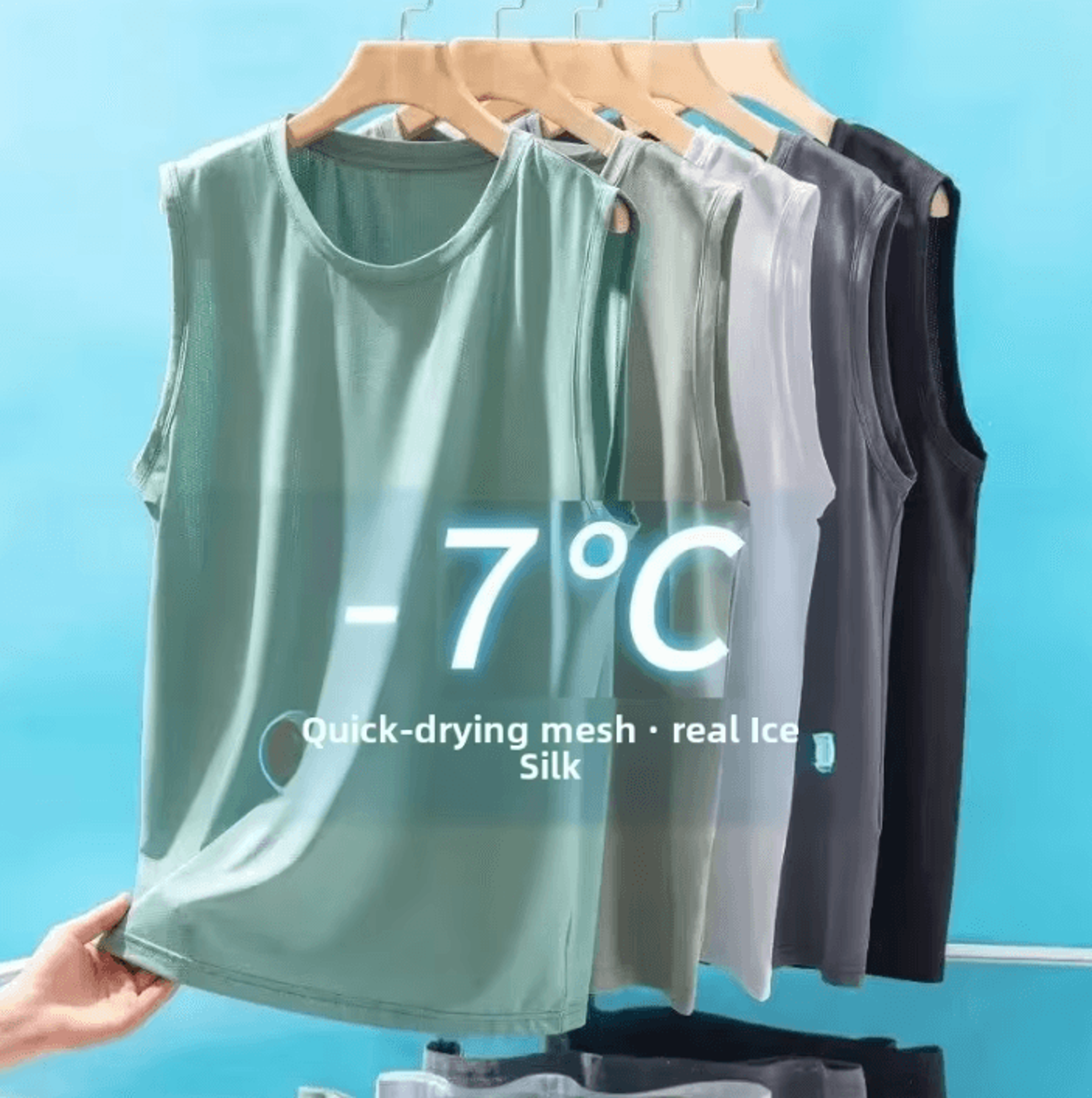 men's ice silk mesh tank top lightweight breathable sleeveless sports vest for summer casual wear