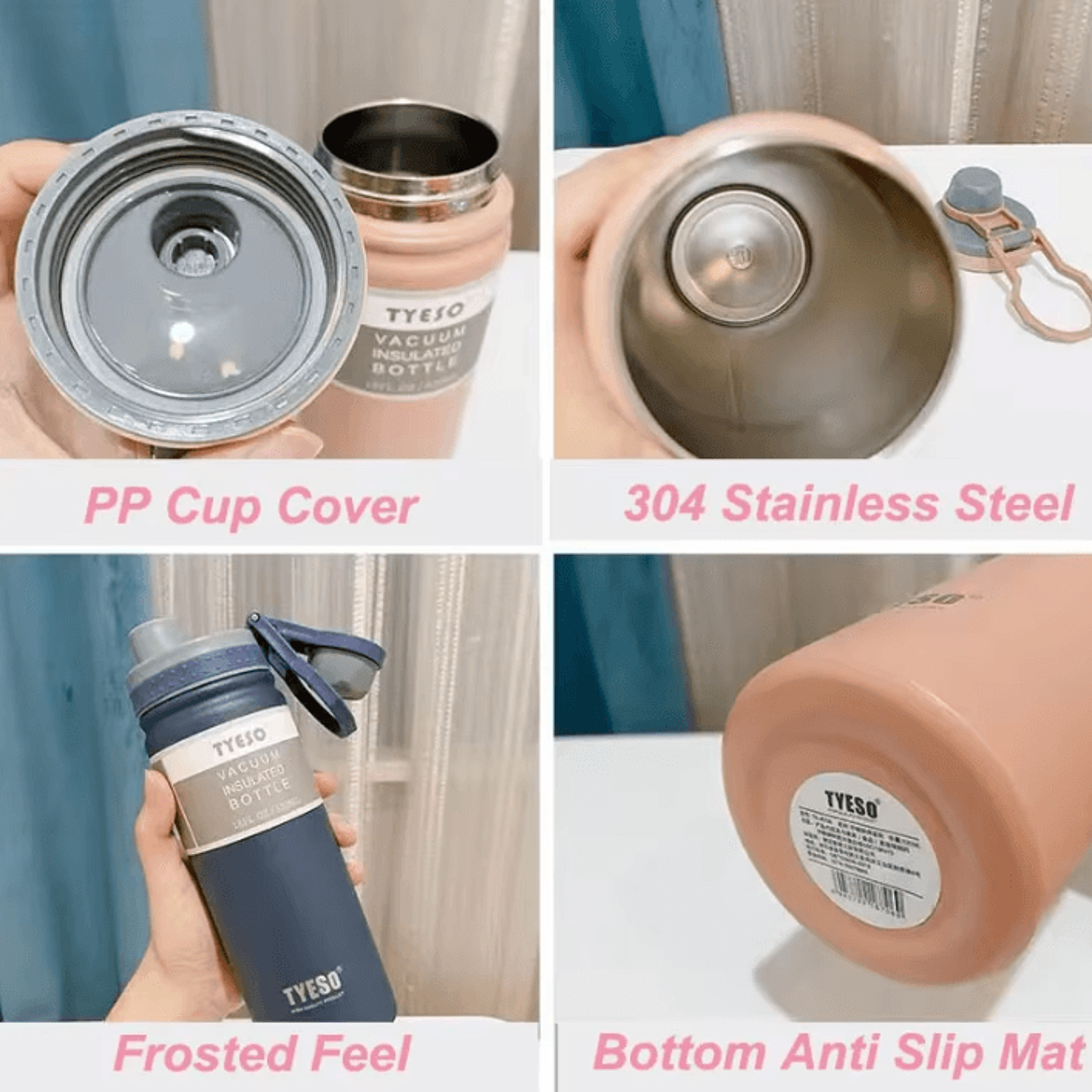 Tyeso 750ML Stainless Steel Vacuum Insulated Water Bottle Portable Thermos Flask For Travel Coffee  3
