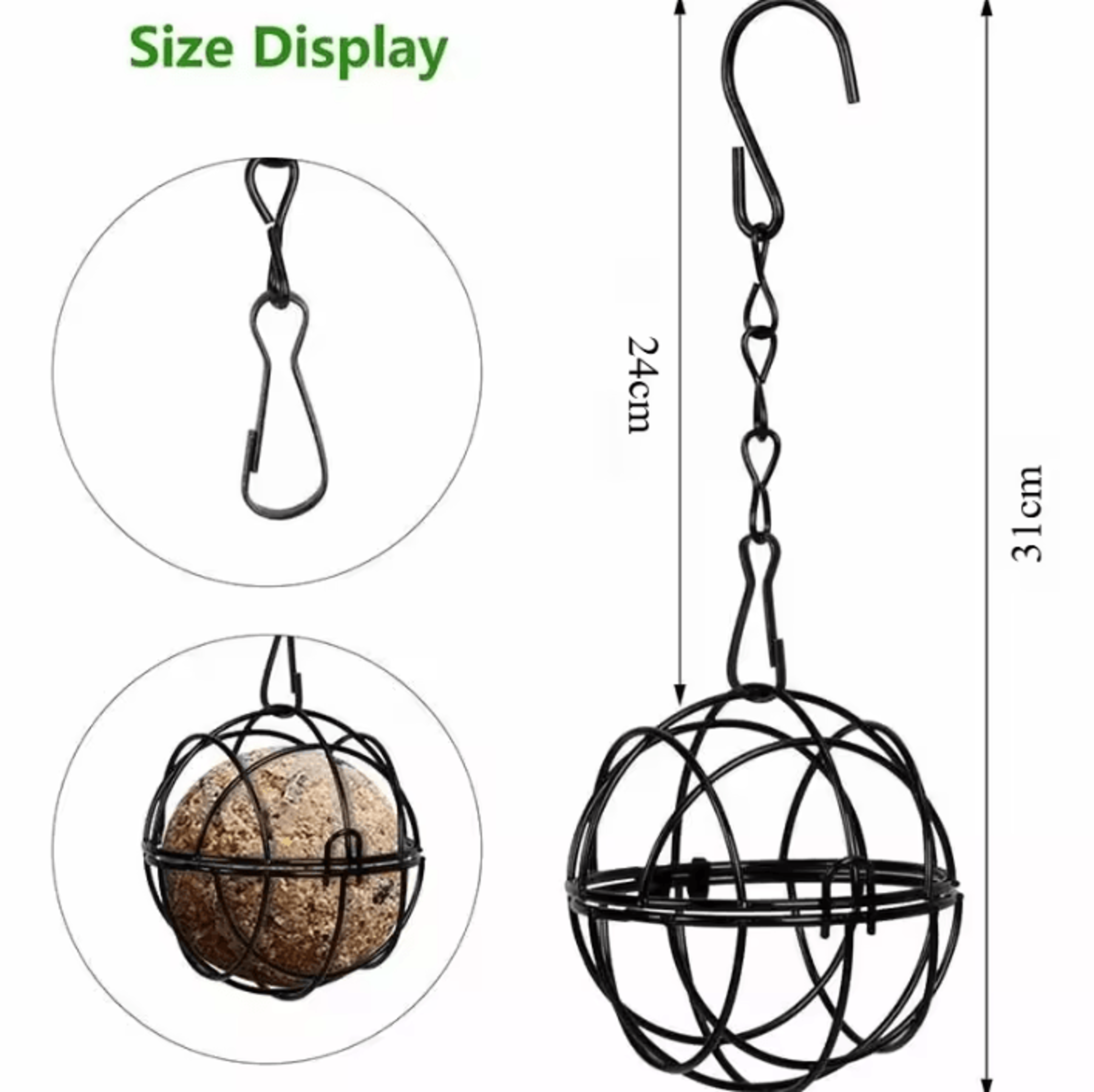 Metal Suet Ball Bird Feeder Hanging Outdoor Garden Bird Feeding Basket With Chain 4
