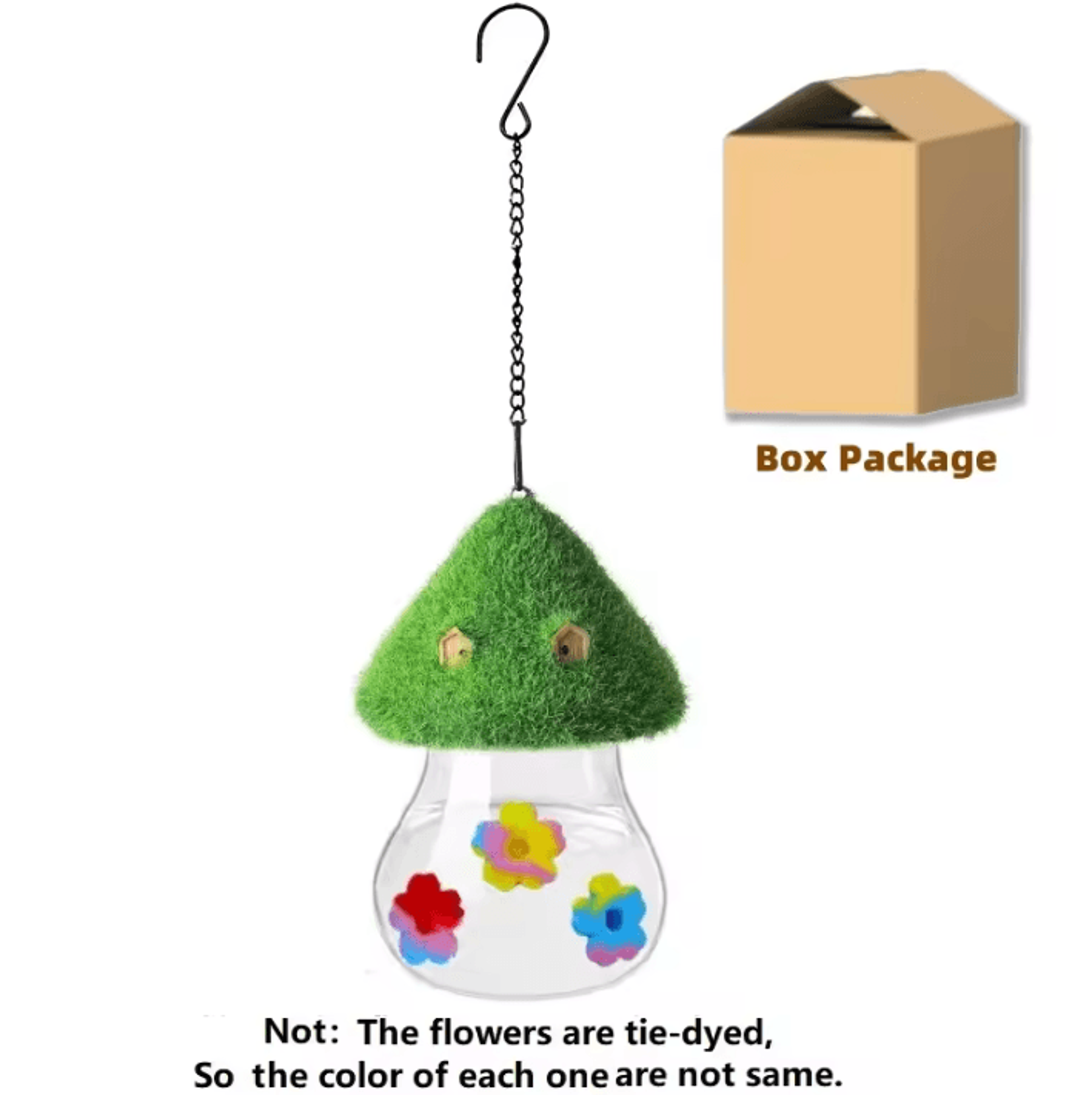 Hanging Mushroom Hummingbird Feeder Decorative Wind Chime Bird Feeding Station For Outdoor Garden A 6