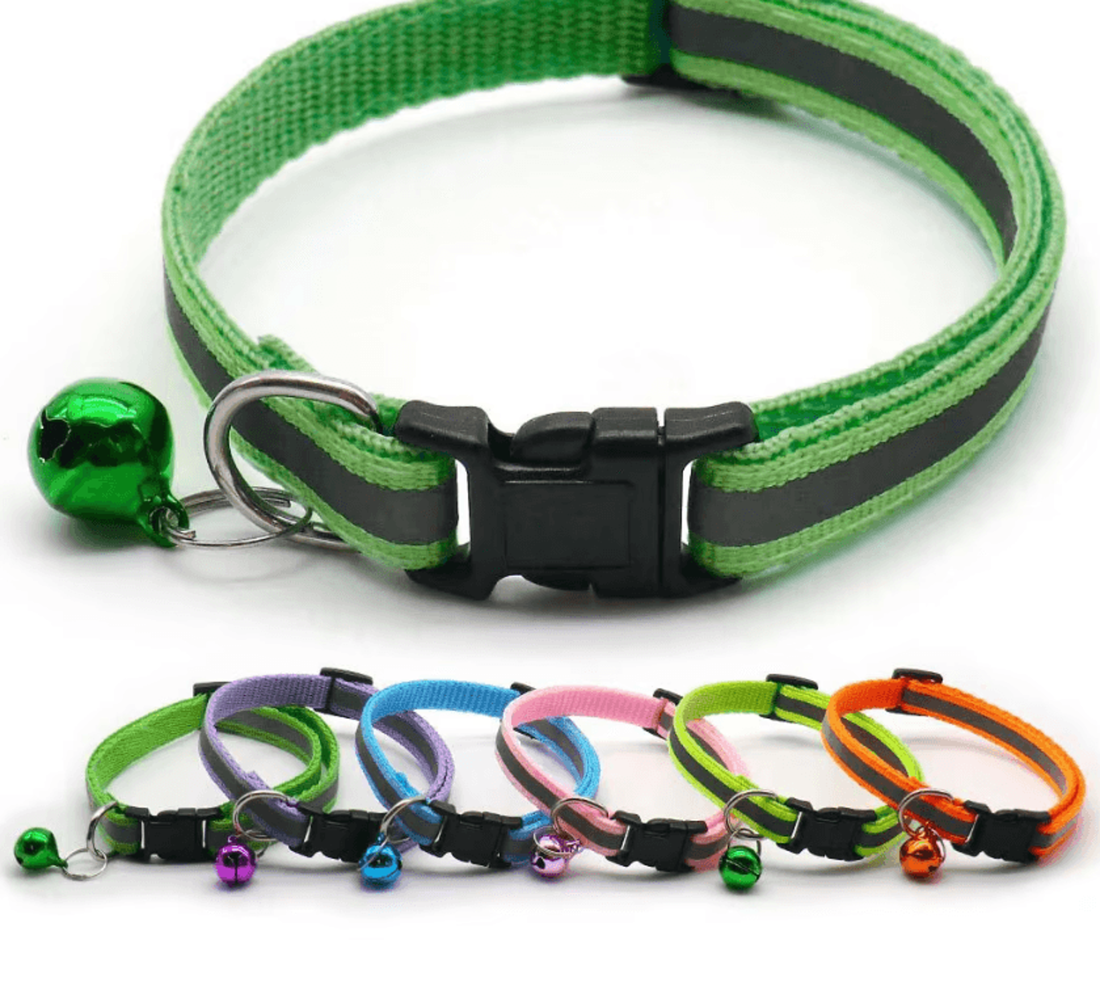 2PCS Reflective Adjustable Pet Collars With Bells For Cats And Small Dogs Available In 12 Colors 2