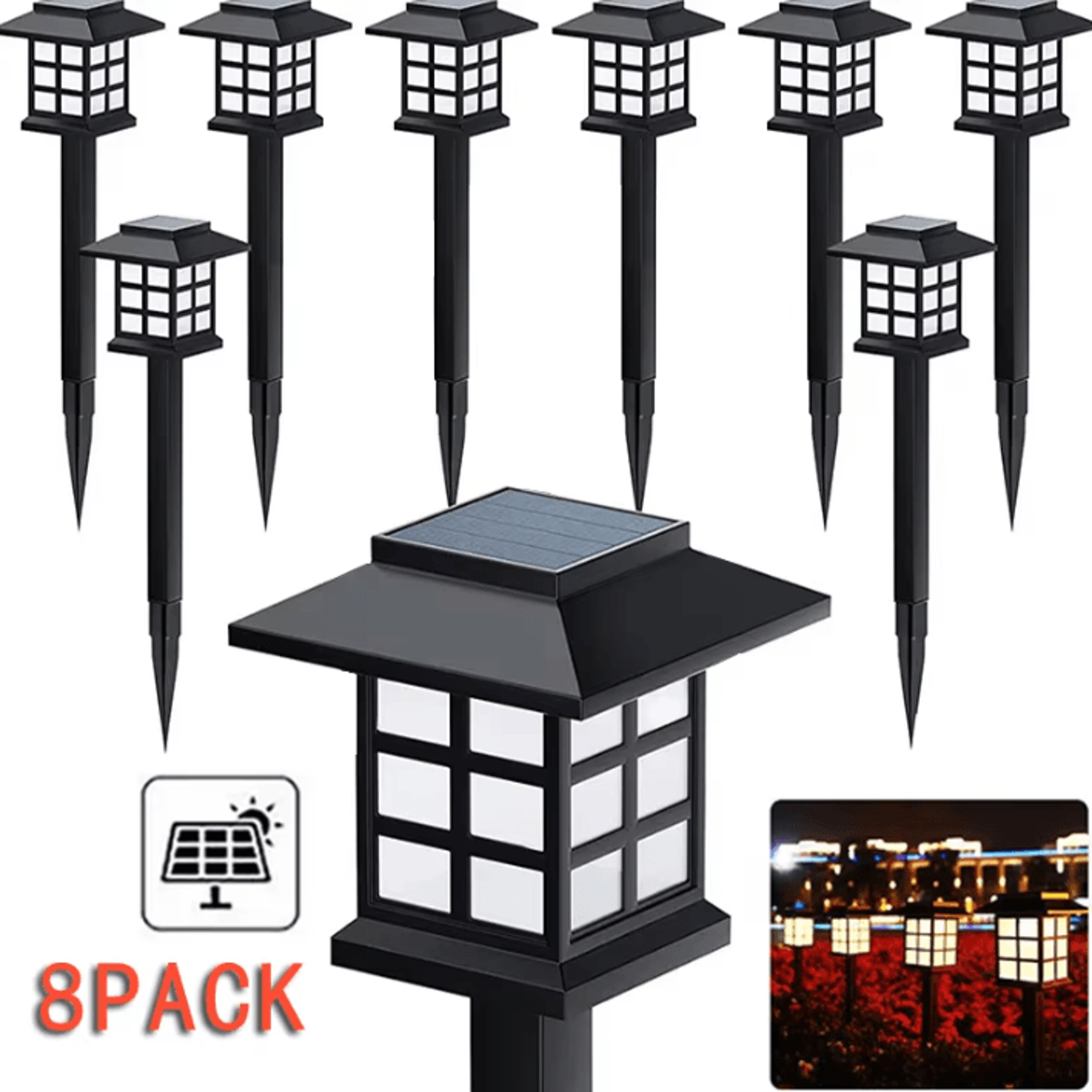 8 pack solar led pathway lights waterproof outdoor garden walkway and landscape lighting for yard patio and driveway