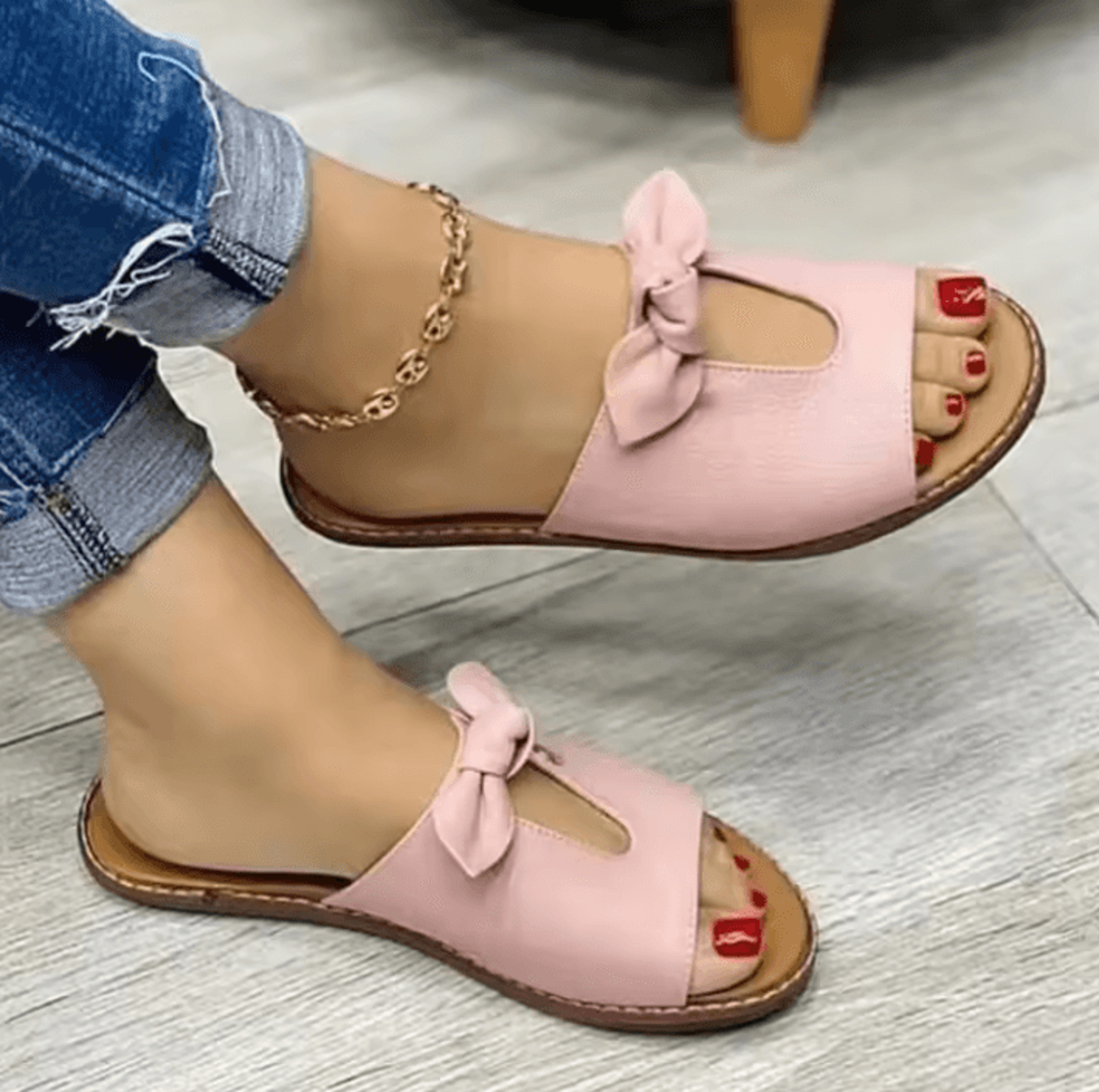 Womens Summer Butterfly Bow Flat Sandals Cute Casual Slip On Beach Slippers For Everyday Wear 2