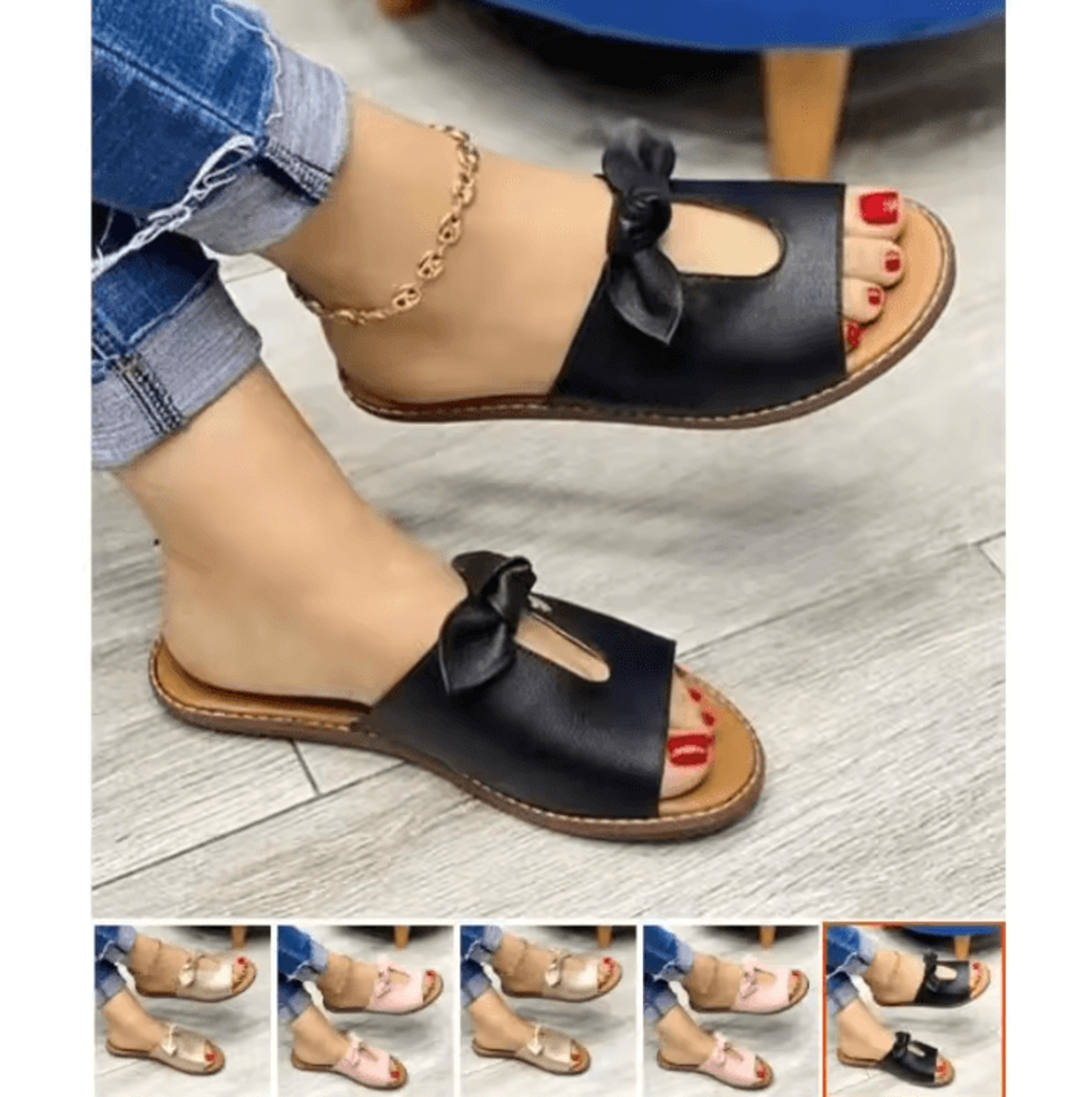 womens summer butterfly bow flat sandals cute casual slip on beach slippers for everyday wear