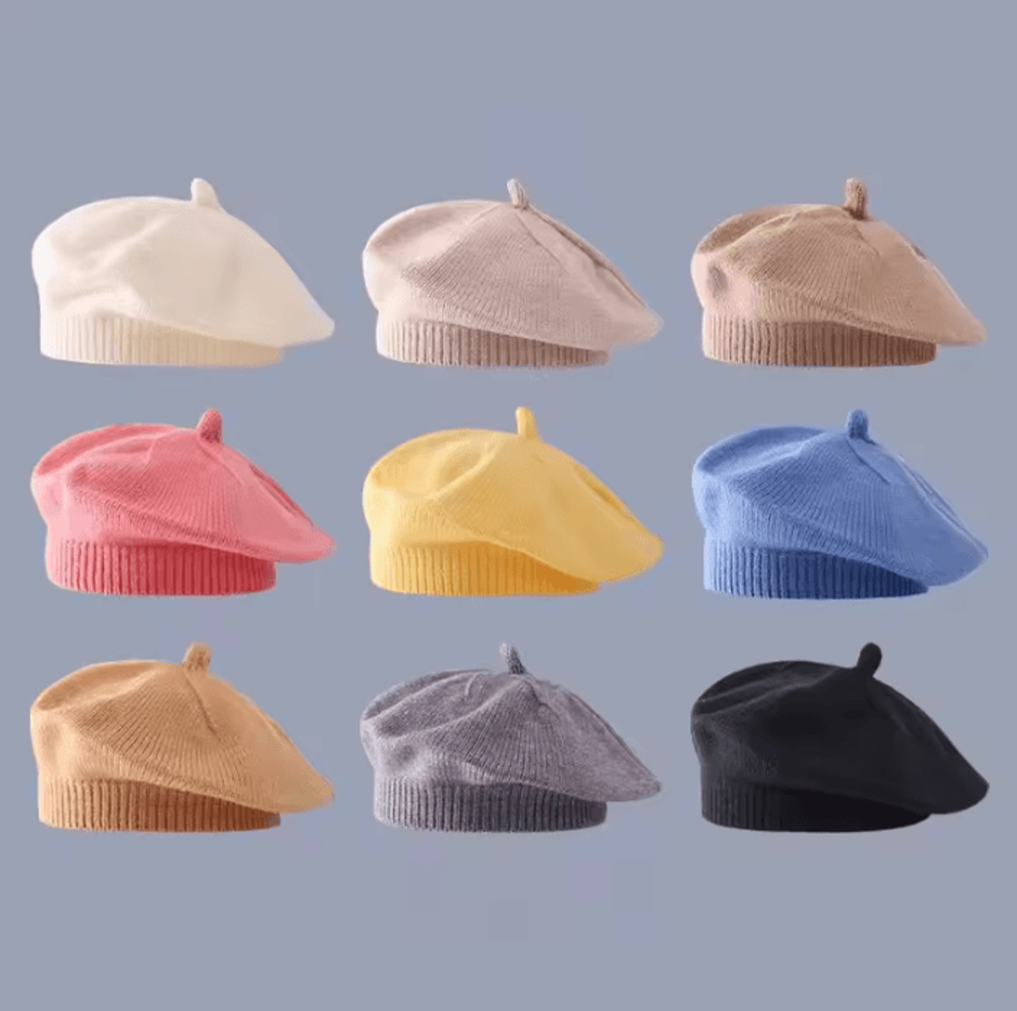 cute baby knitted beret hat warm solid color autumn winter cap for kids and toddlers