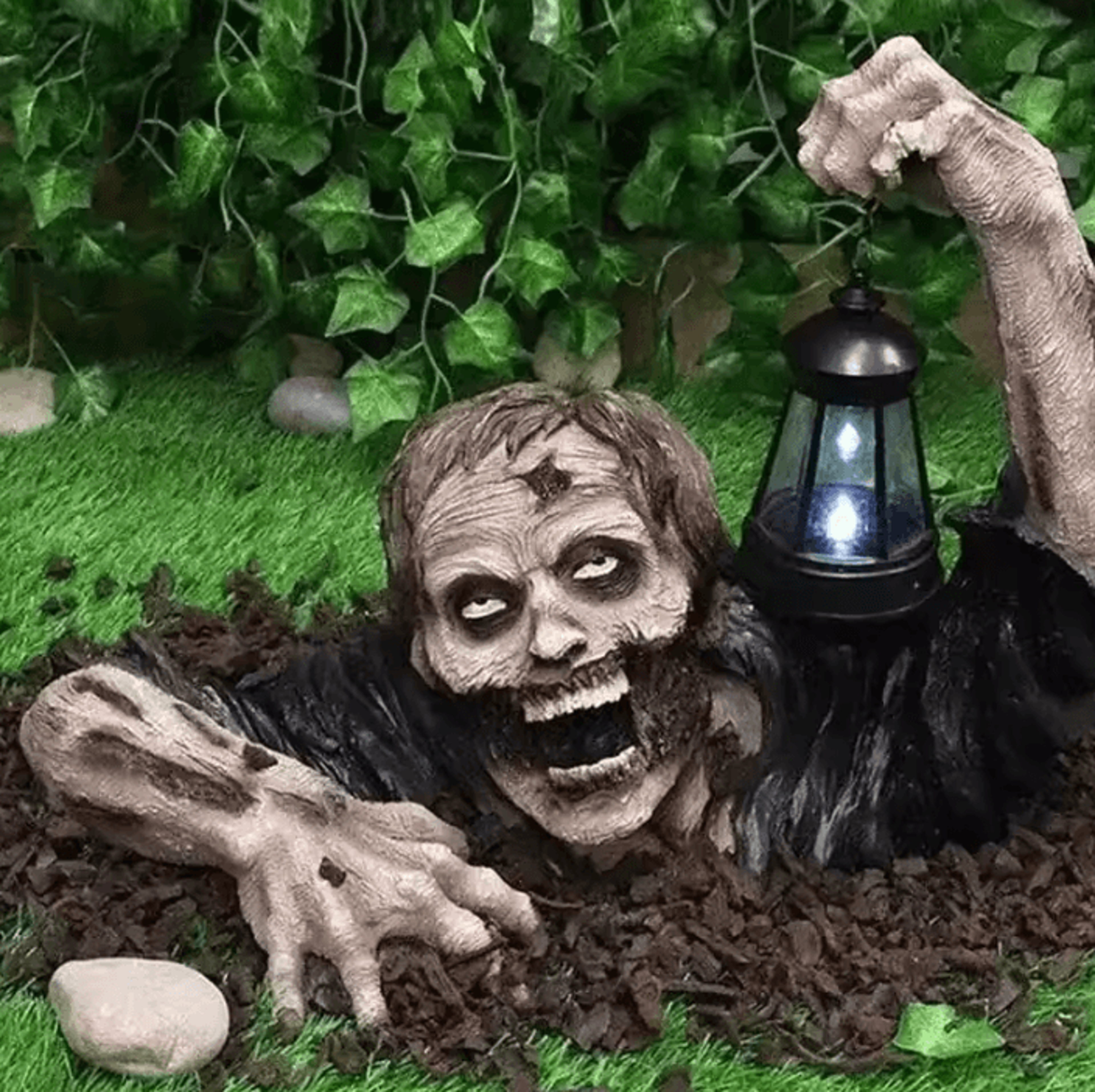 halloween crawling zombie lantern figurine scary led light decoration for outdoor garden yard and haunted house