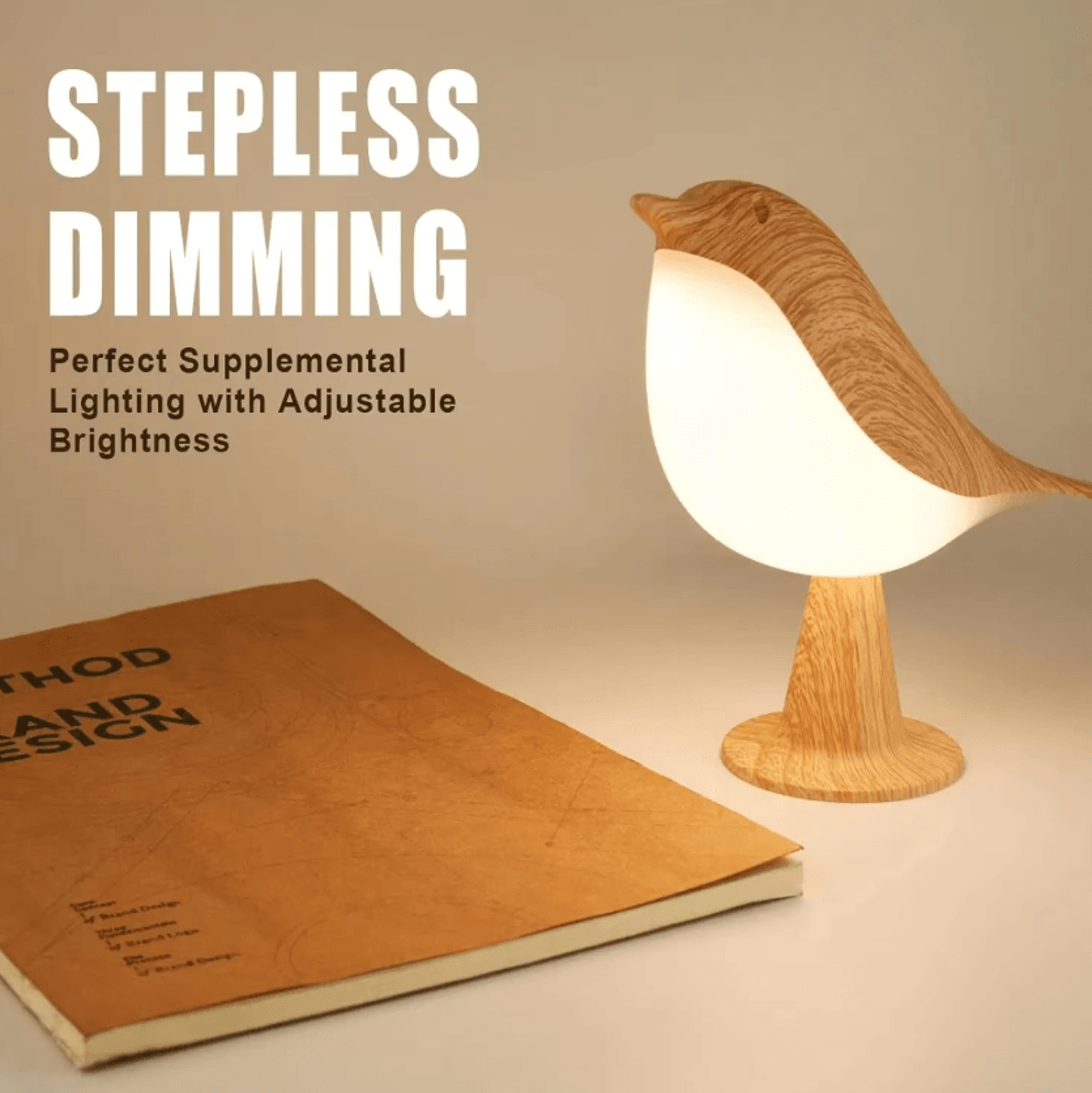 cute bird led desk lamp cordless touch sensor night light with 3 color temperatures for bedroom and bedside decor