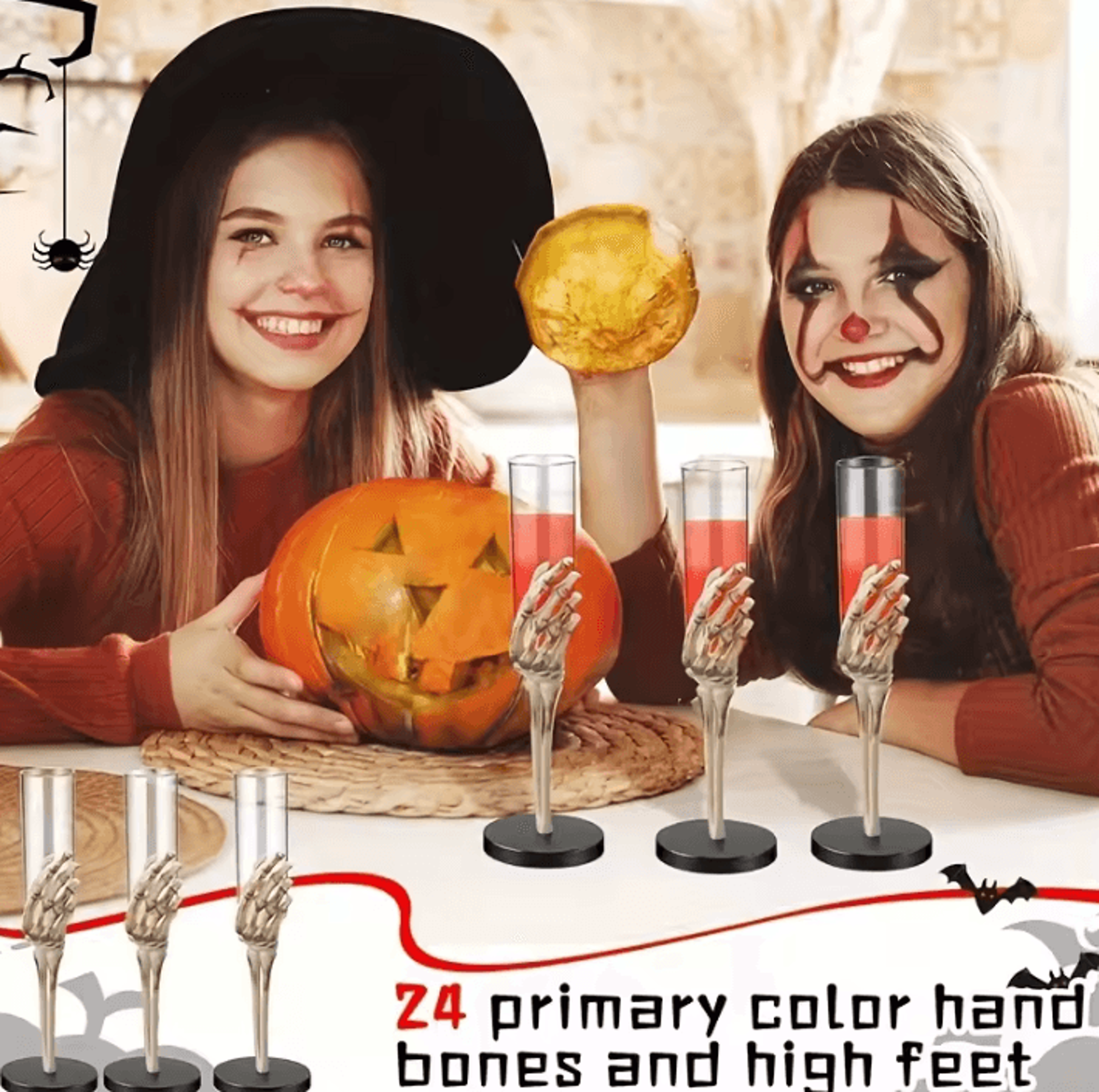 Halloween Skeleton Hand Champagne Flutes Spooky Plastic Party Glasses For Haunted House And Gothic  1