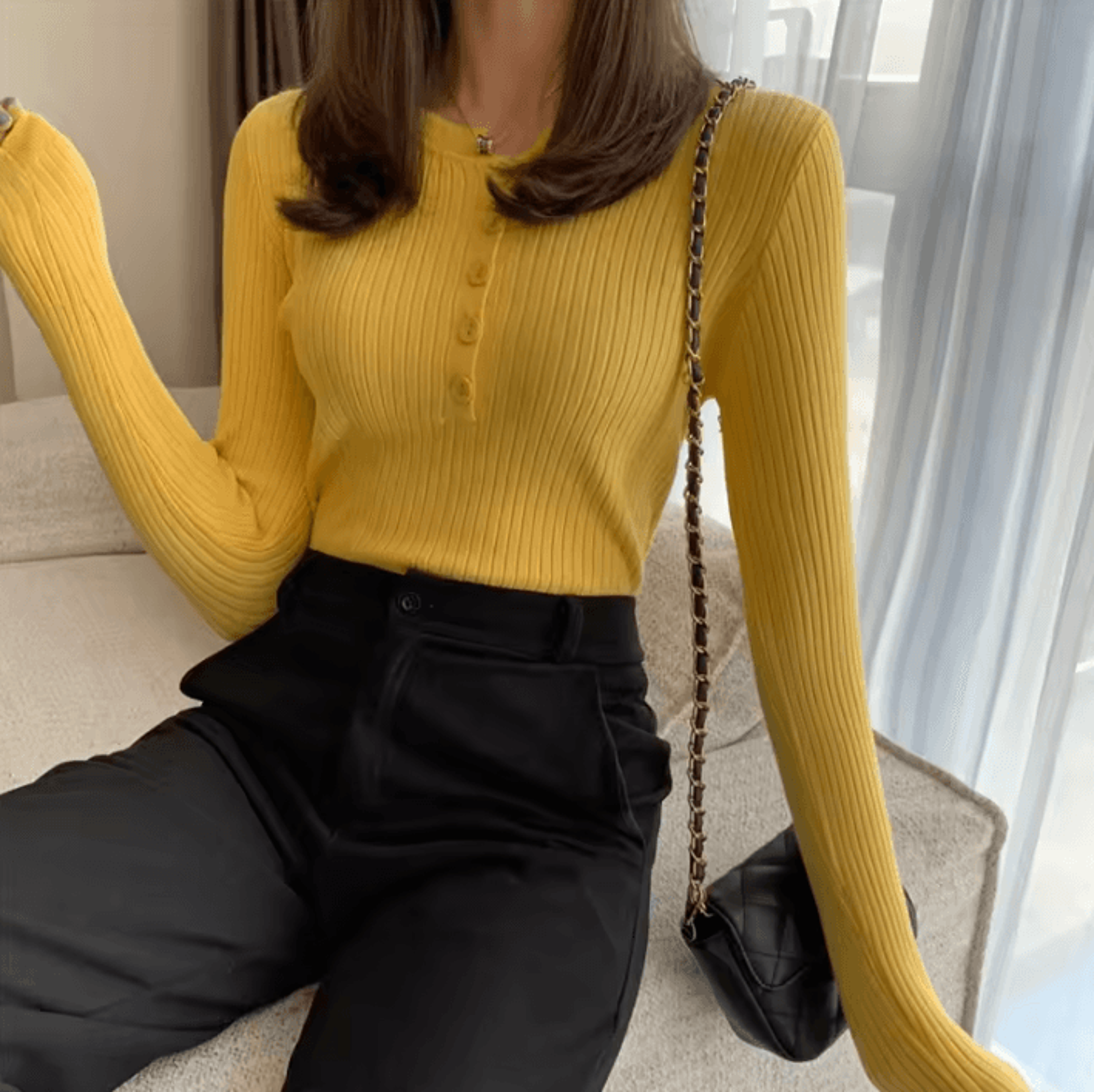 Womens Striped Knitted Sweater Button Detail Round Neck Slim Fit Pullover For Spring And Autumn 6