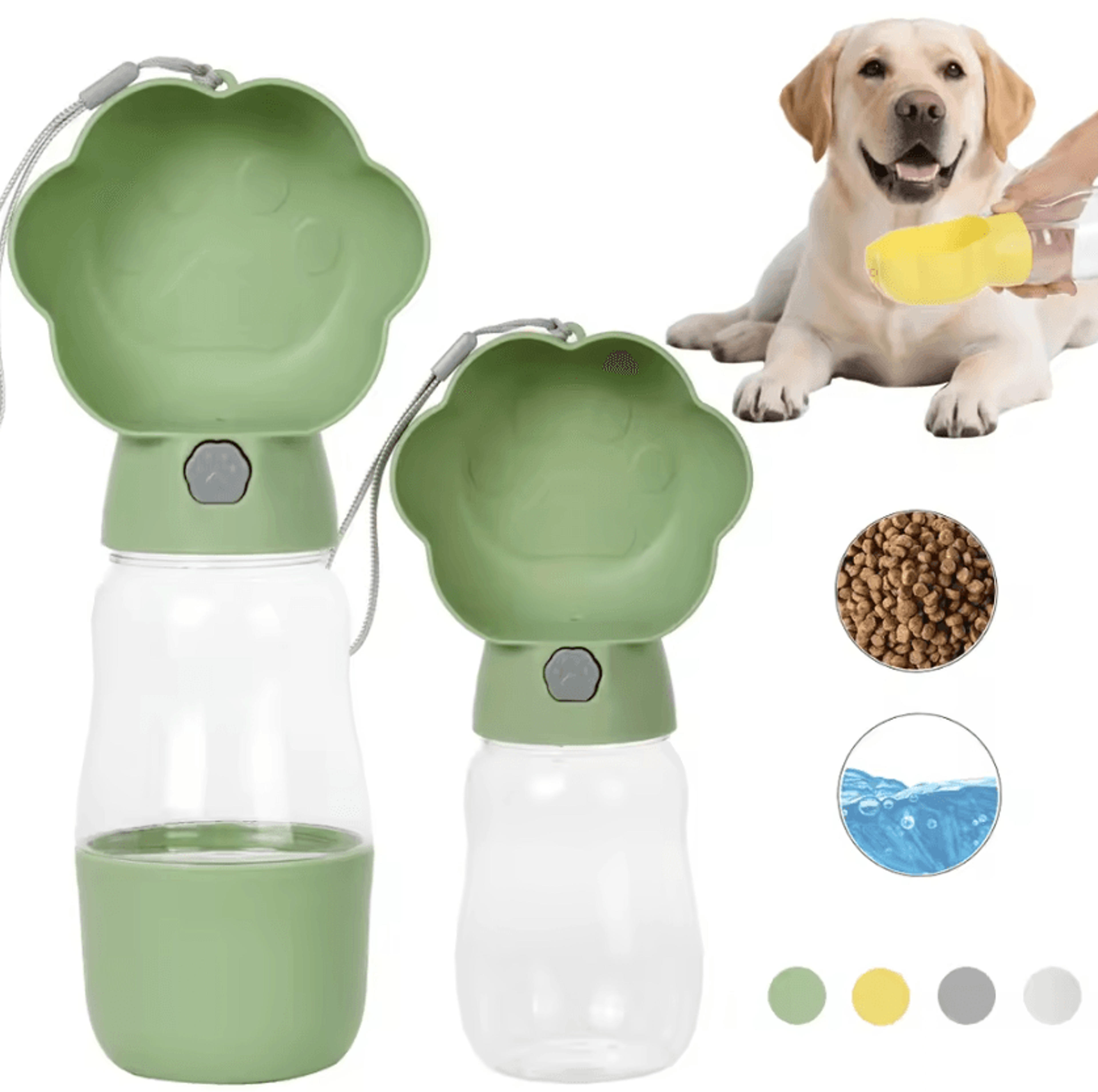 2 in 1 portable dog water bottle with food container travel pet drinking bowl and feeder for dogs and cats