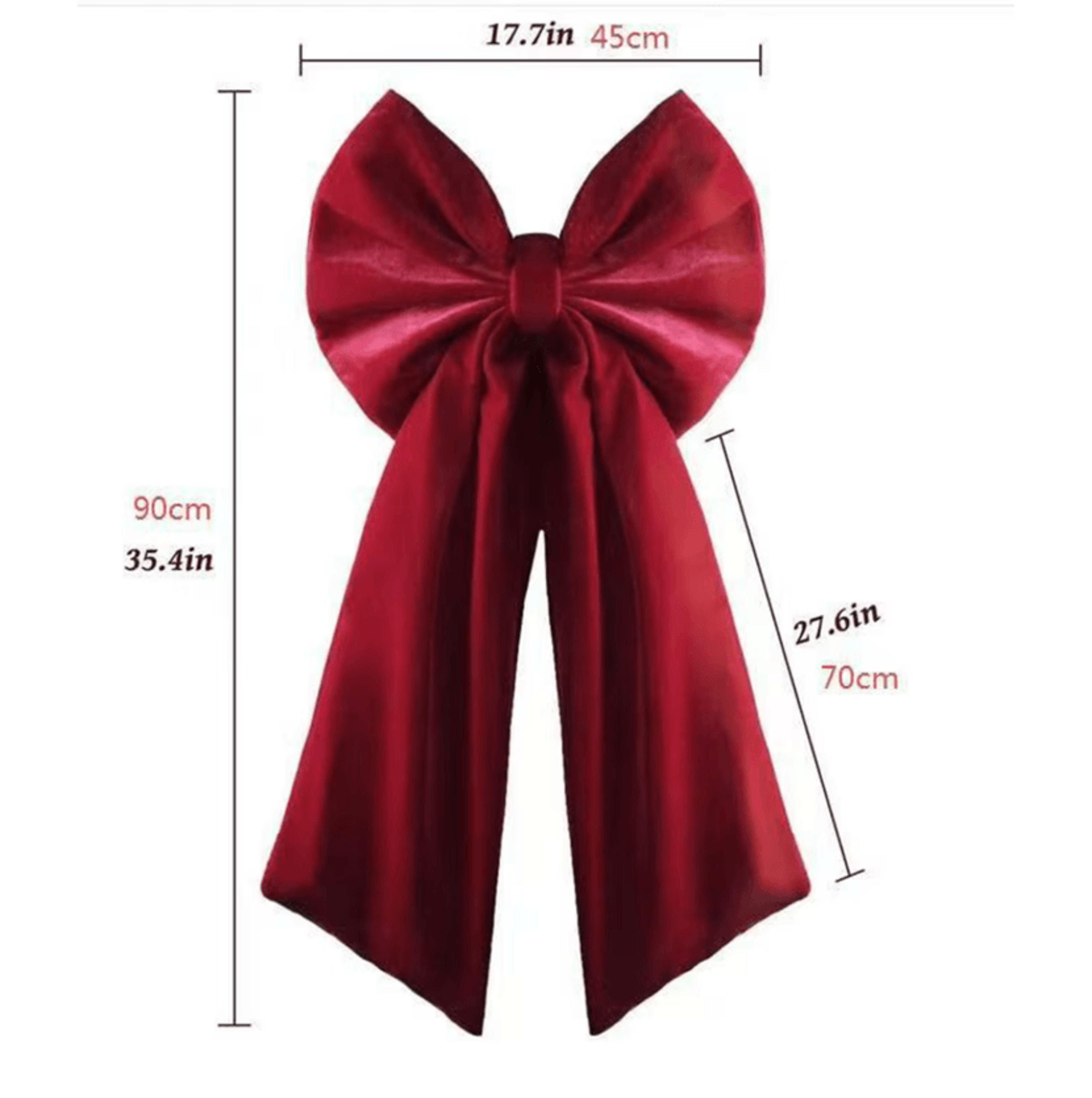 Oversized Red Velvet Christmas Bow Tree Topper Elegant Burgundy Ribbon Decoration For Holiday Wreat 3