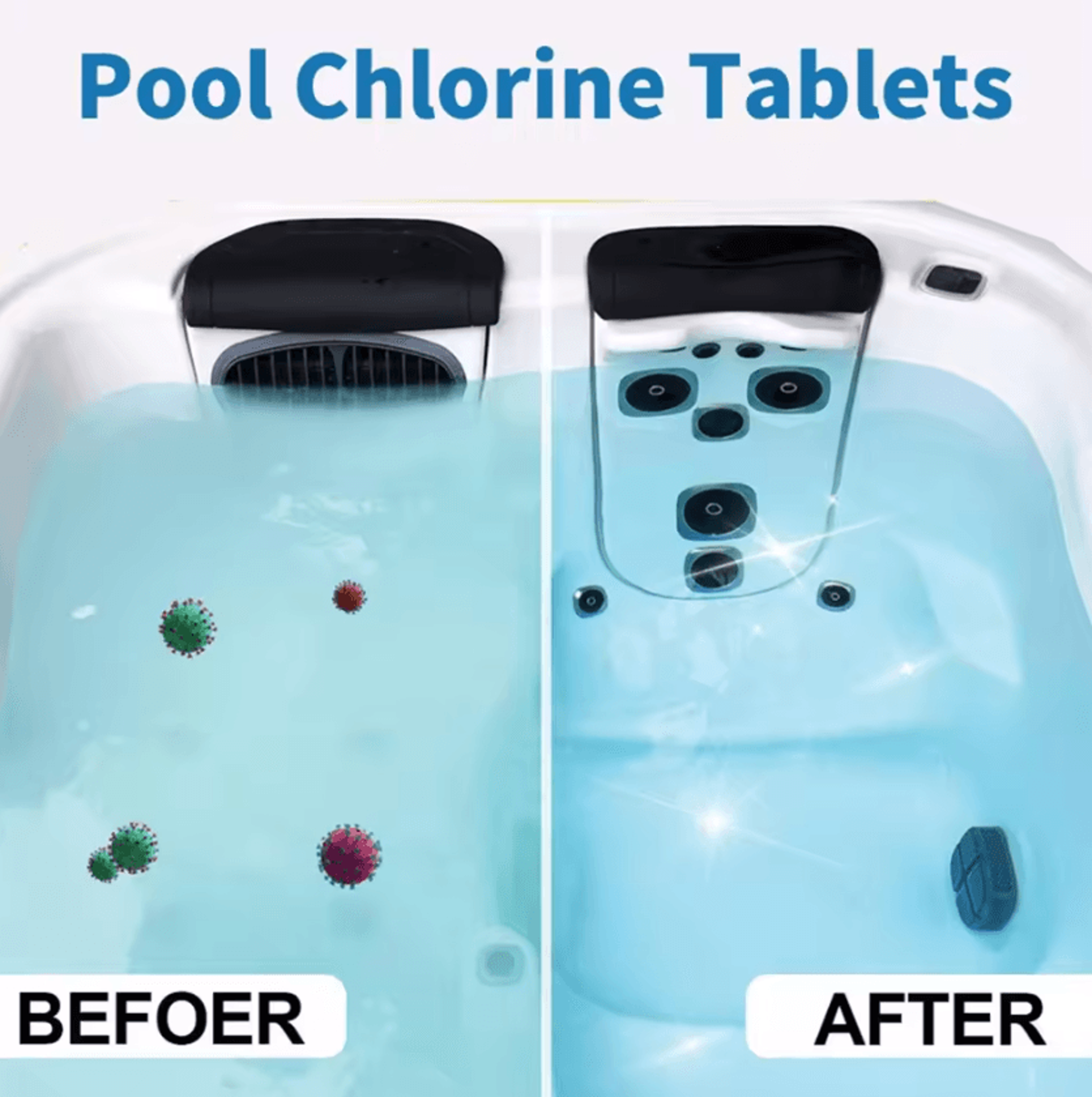 24 Piece Swimming Pool Sanitizer Tablets Chlorine Bromine Water Treatment Tablets For Spa And Pool  2