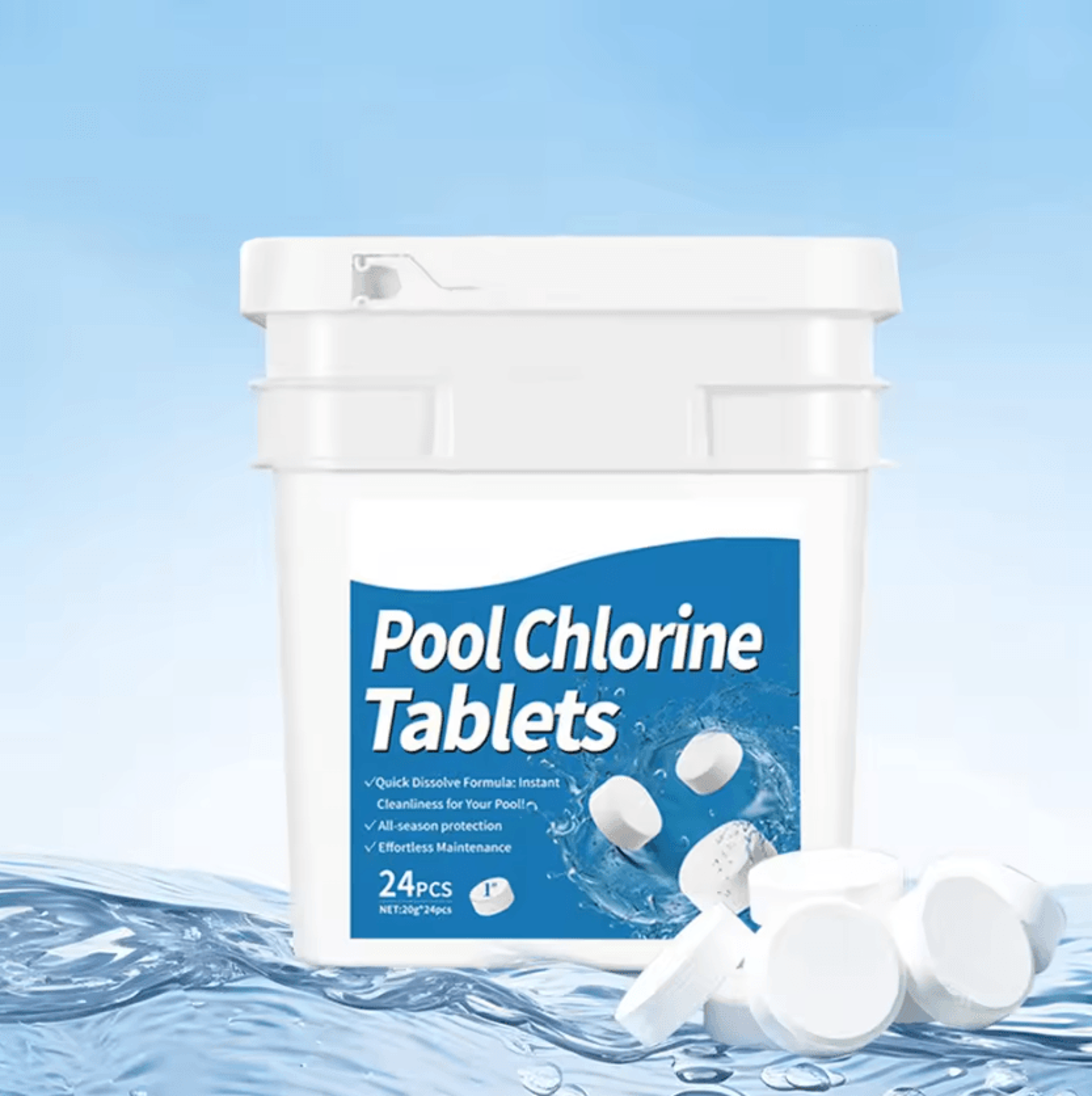 24 piece swimming pool sanitizer tablets chlorine bromine water treatment tablets for spa and pool maintenance