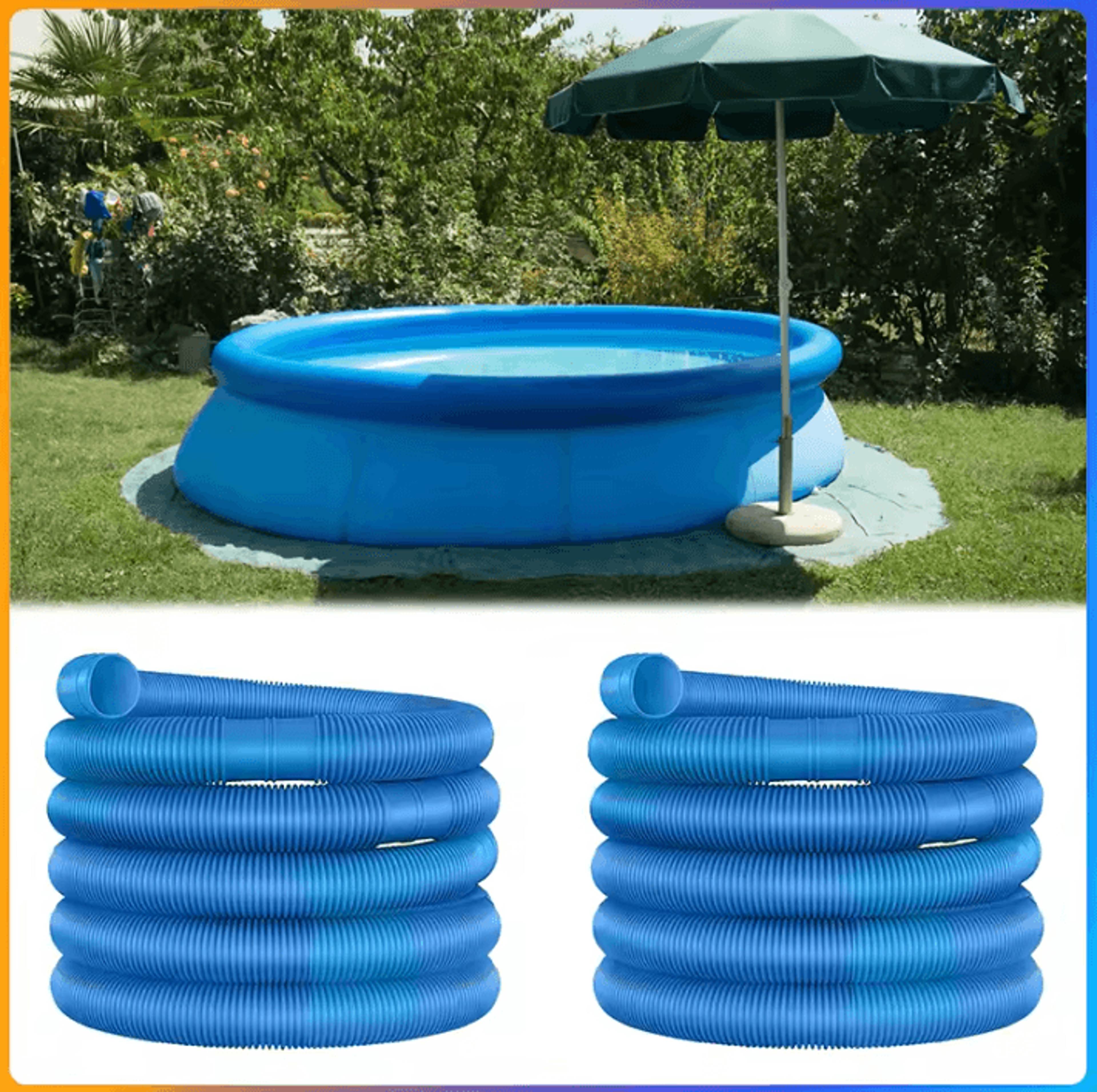 blue swimming pool vacuum hose 32mm flexible replacement drain pipe for pool cleaning and water maintenance